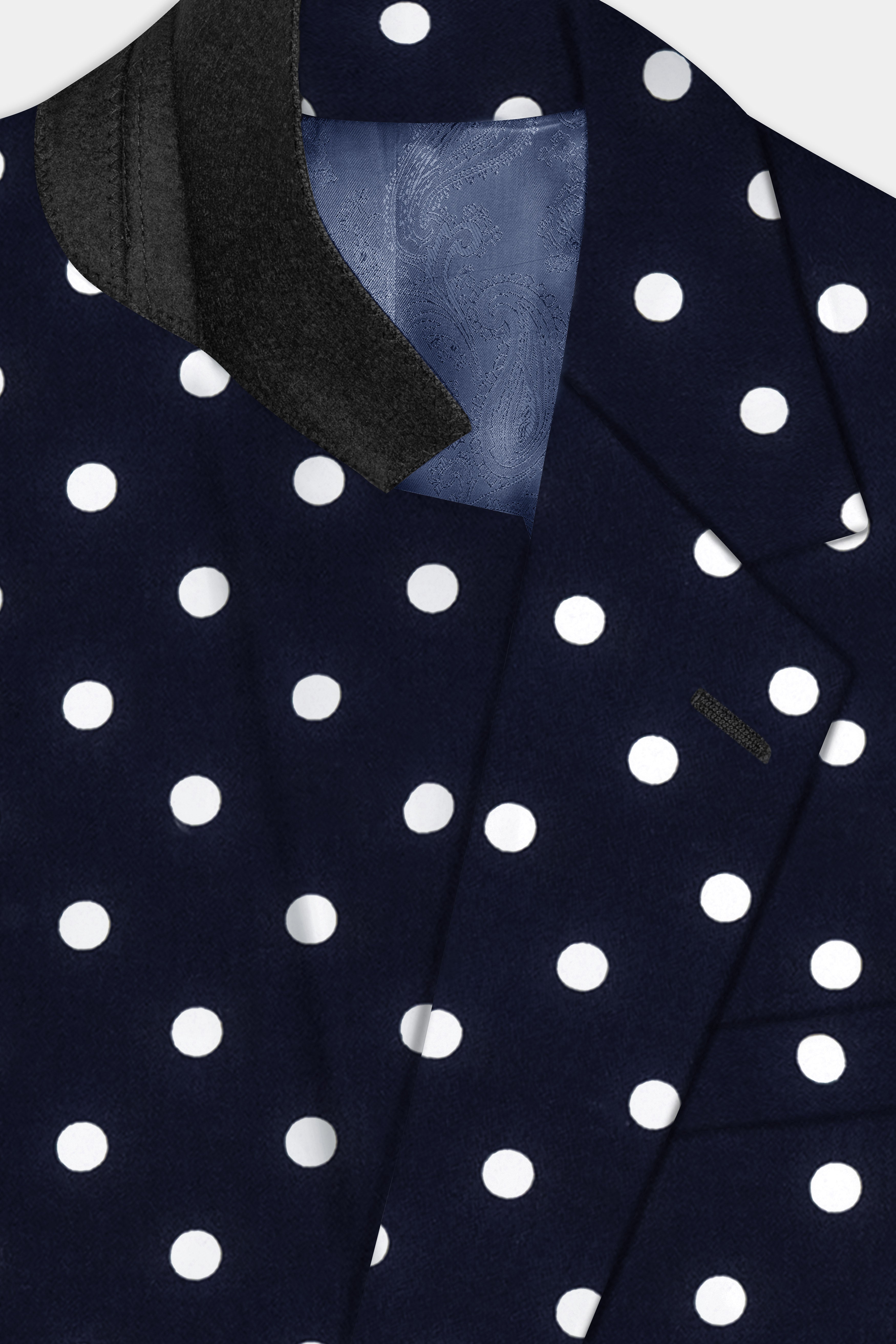 Nile Blue Polka Dotted Premium Cotton Blazer