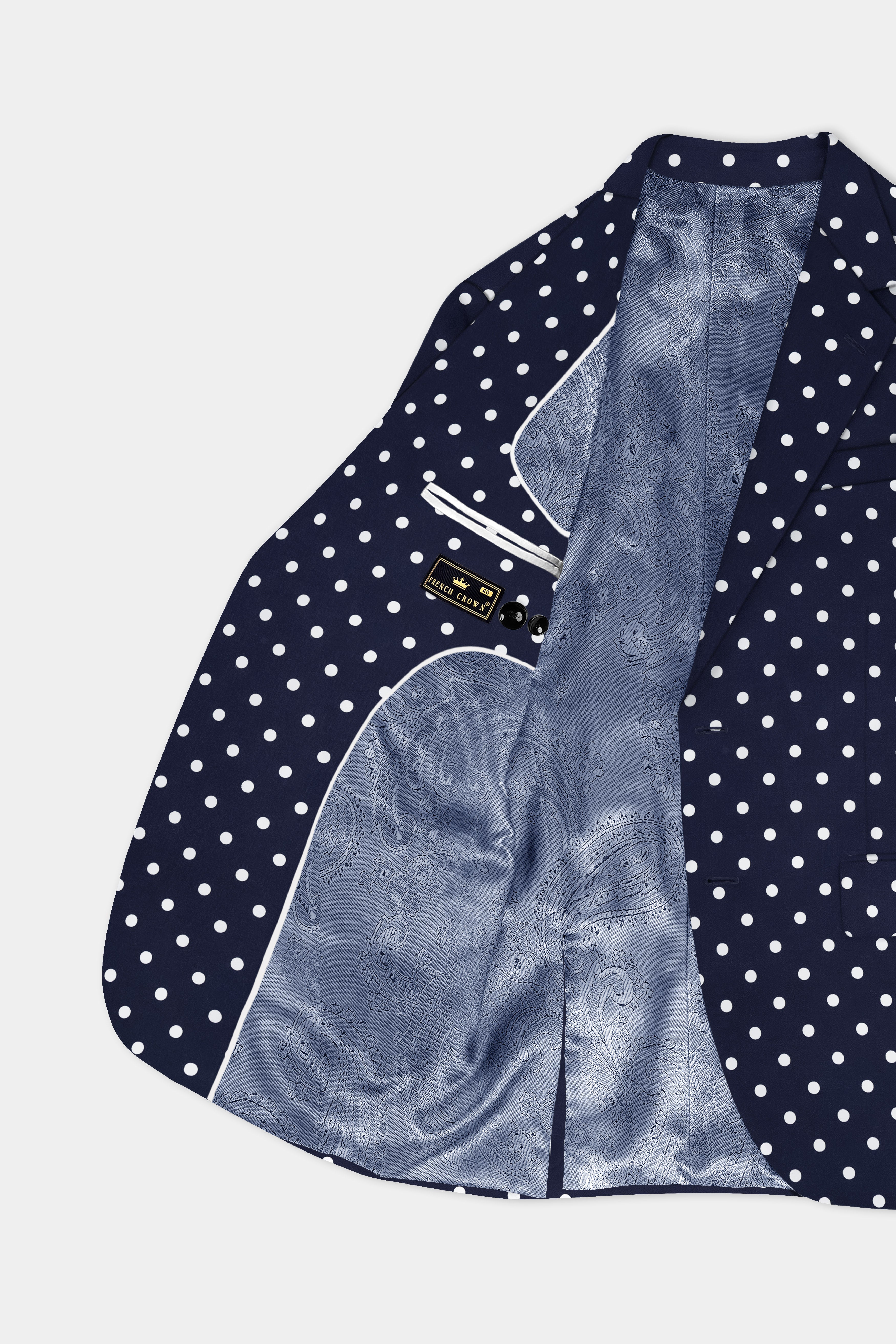 Nile Blue Polka Dotted Premium Cotton Blazer