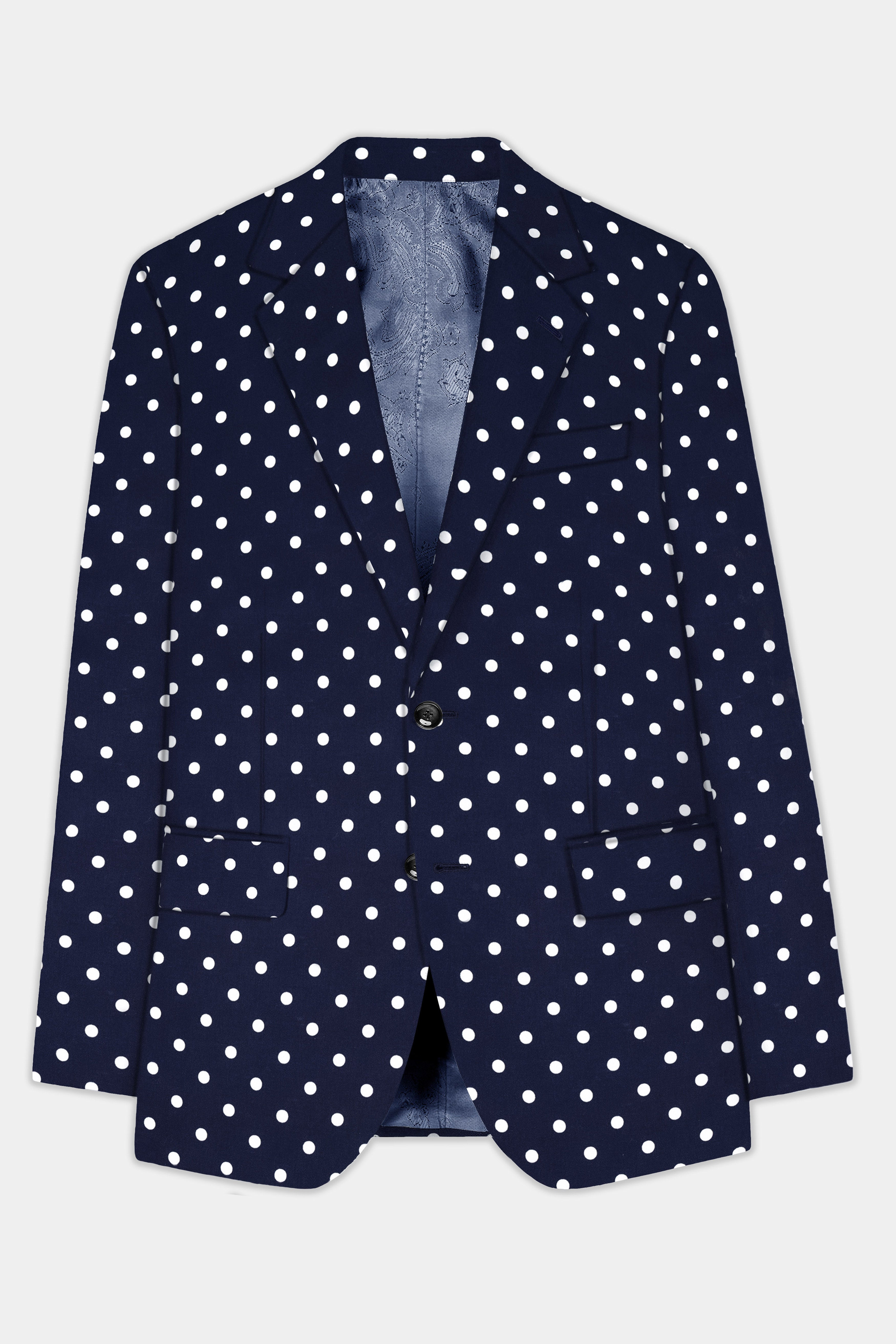 Nile Blue Polka Dotted Premium Cotton Blazer