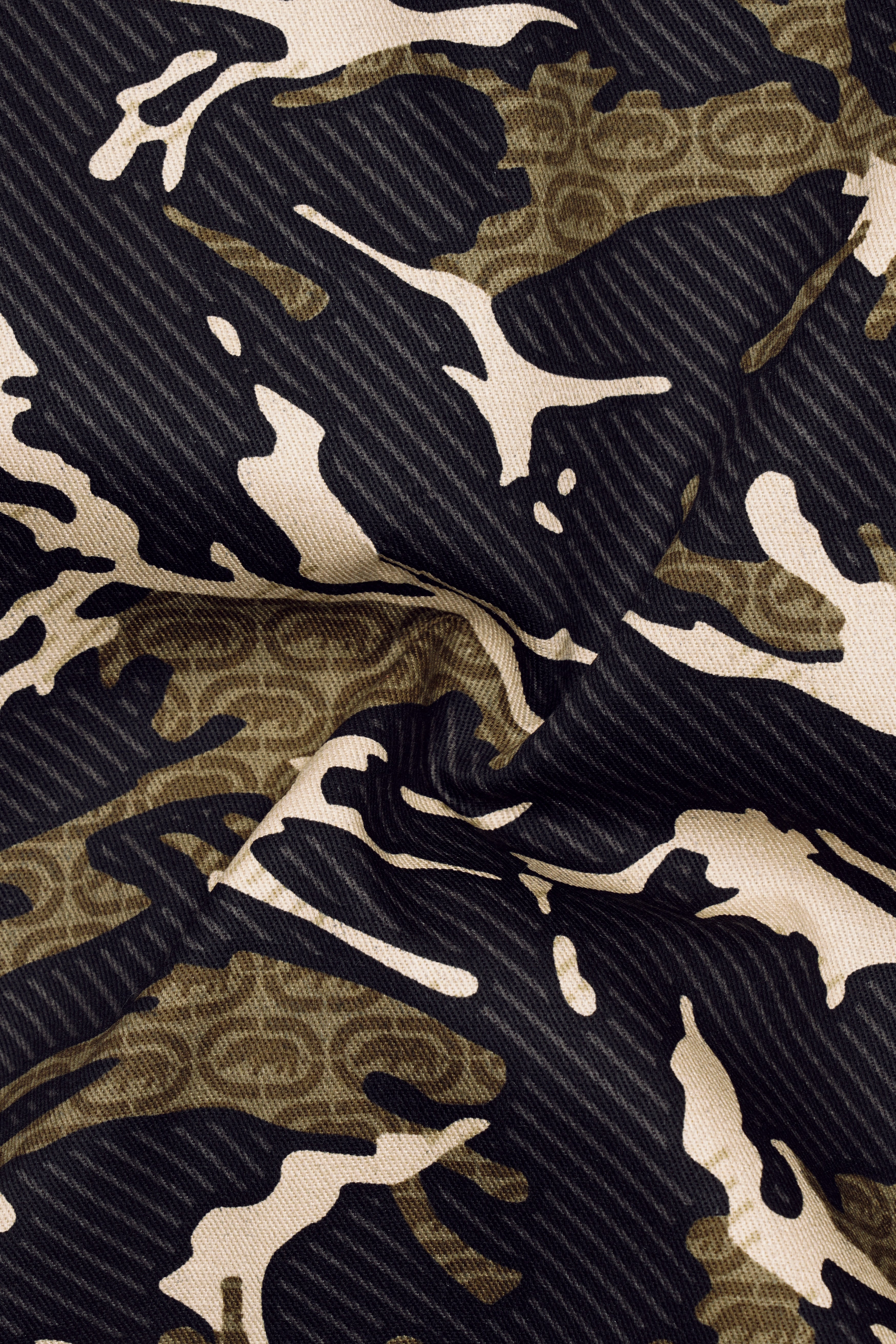 Mirage Black and Sage Green Printed Premium Cotton Single-Breasted Blazer