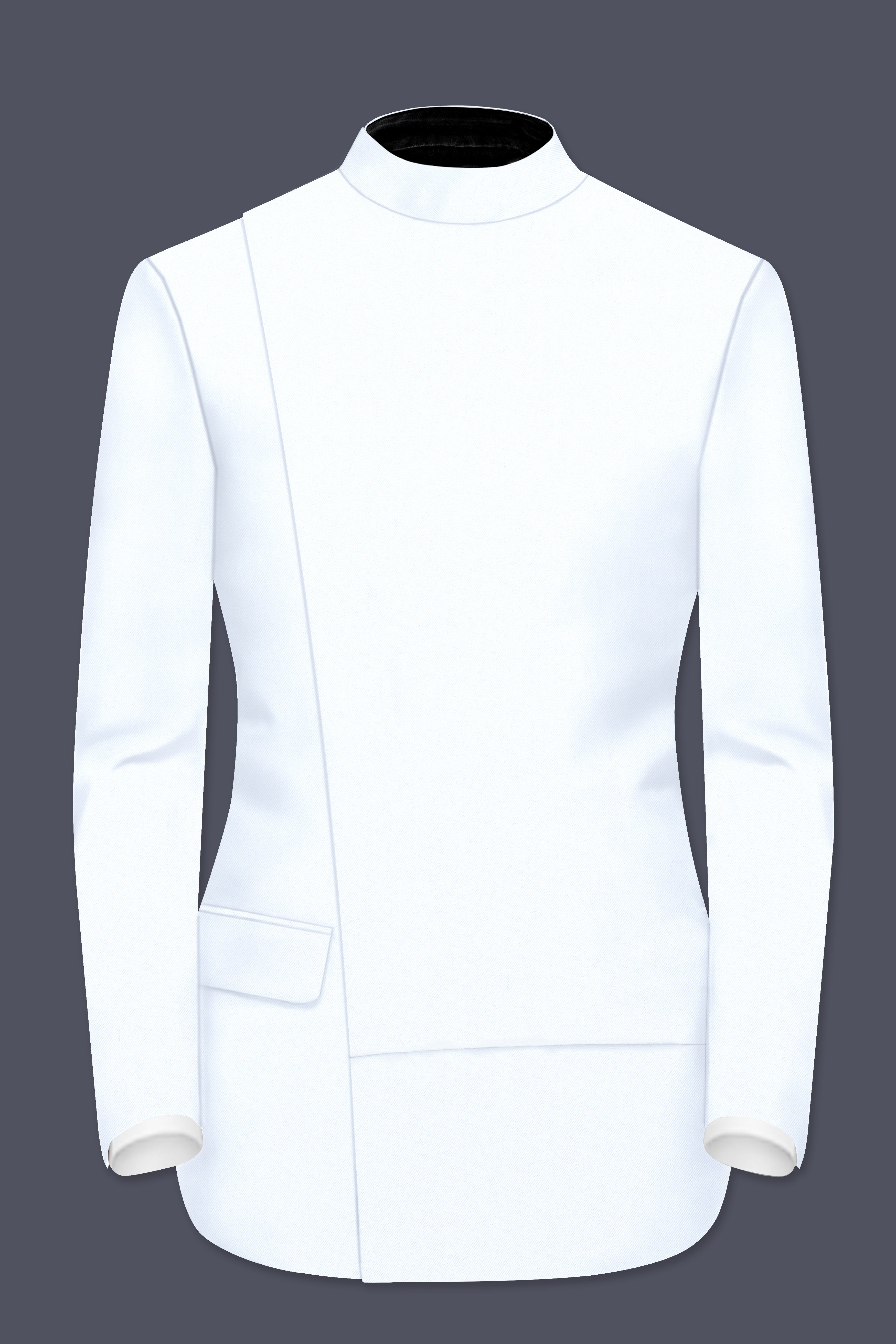 Dove White Stretchable Wool Rich Bandhgala Designer Blazer