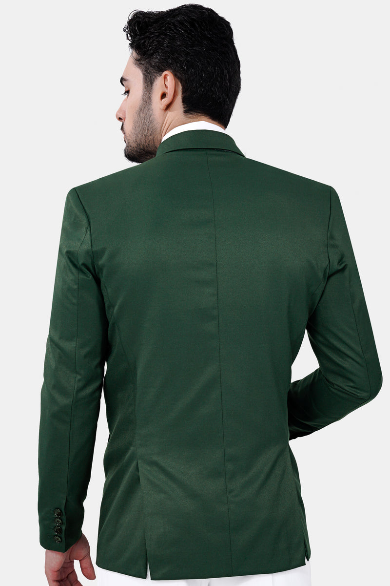 Basil Green Wool Rich Double-Breasted Blazer