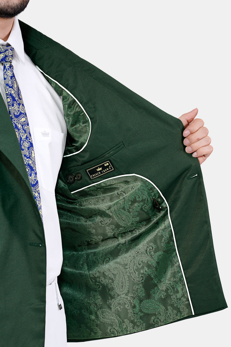 Basil Green Wool Rich Double-Breasted Blazer