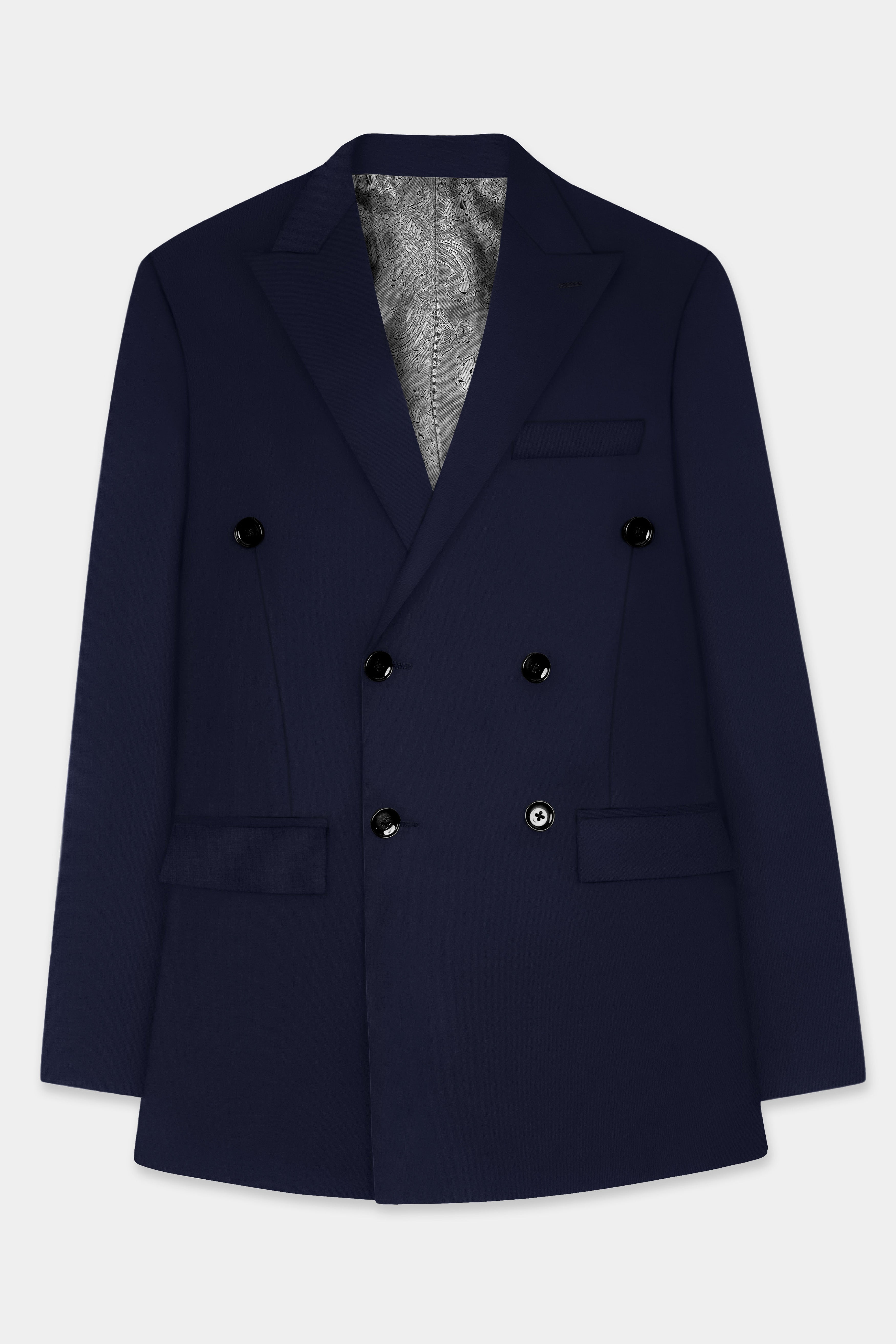 専用 渋谷 Time is on BUTTON DOUBLE BREASTED Byzantium Purple And Jade Black Stripes Premium Wool Blend Double