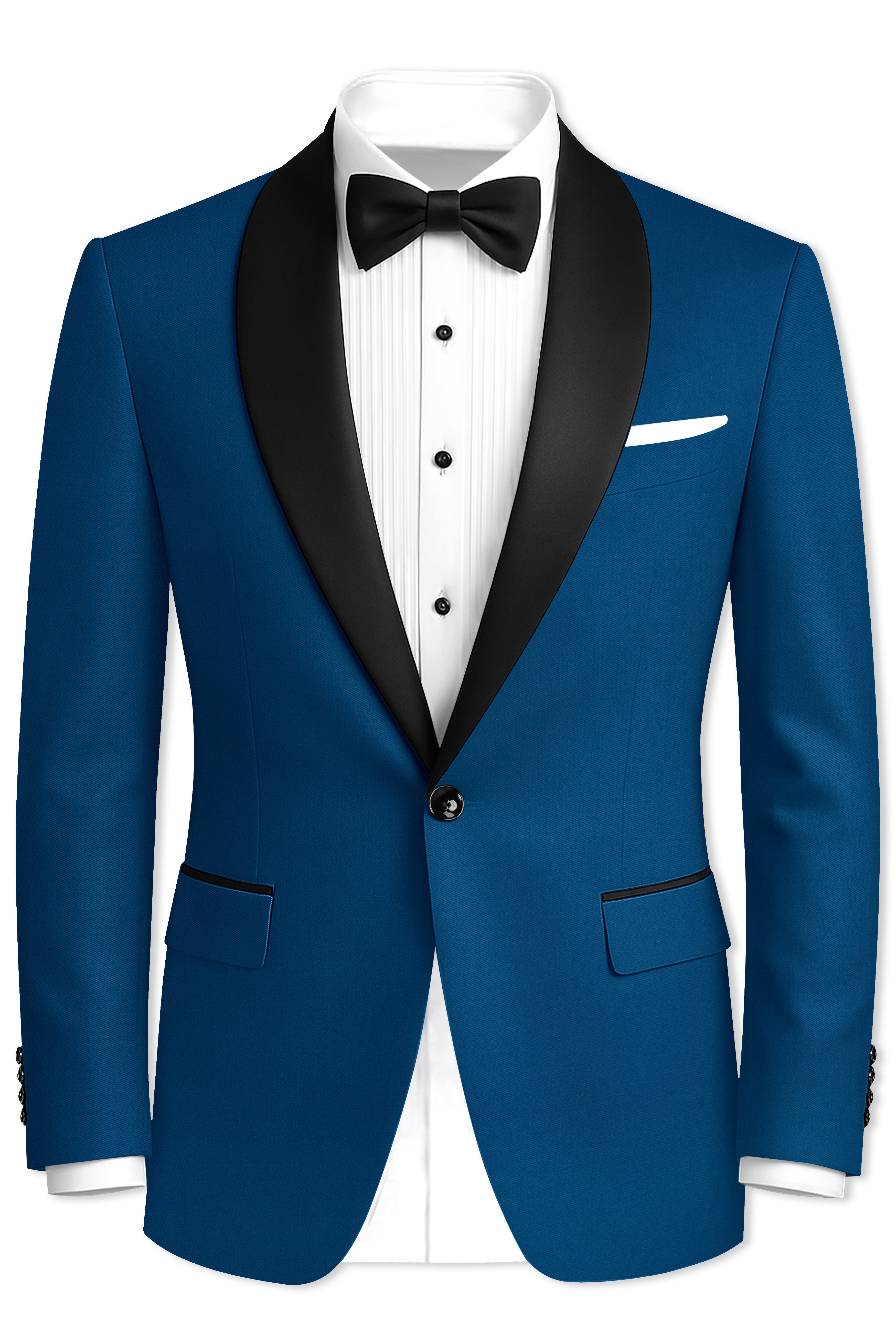 Calypso Blue Wool Rich Tuxedo Blazer