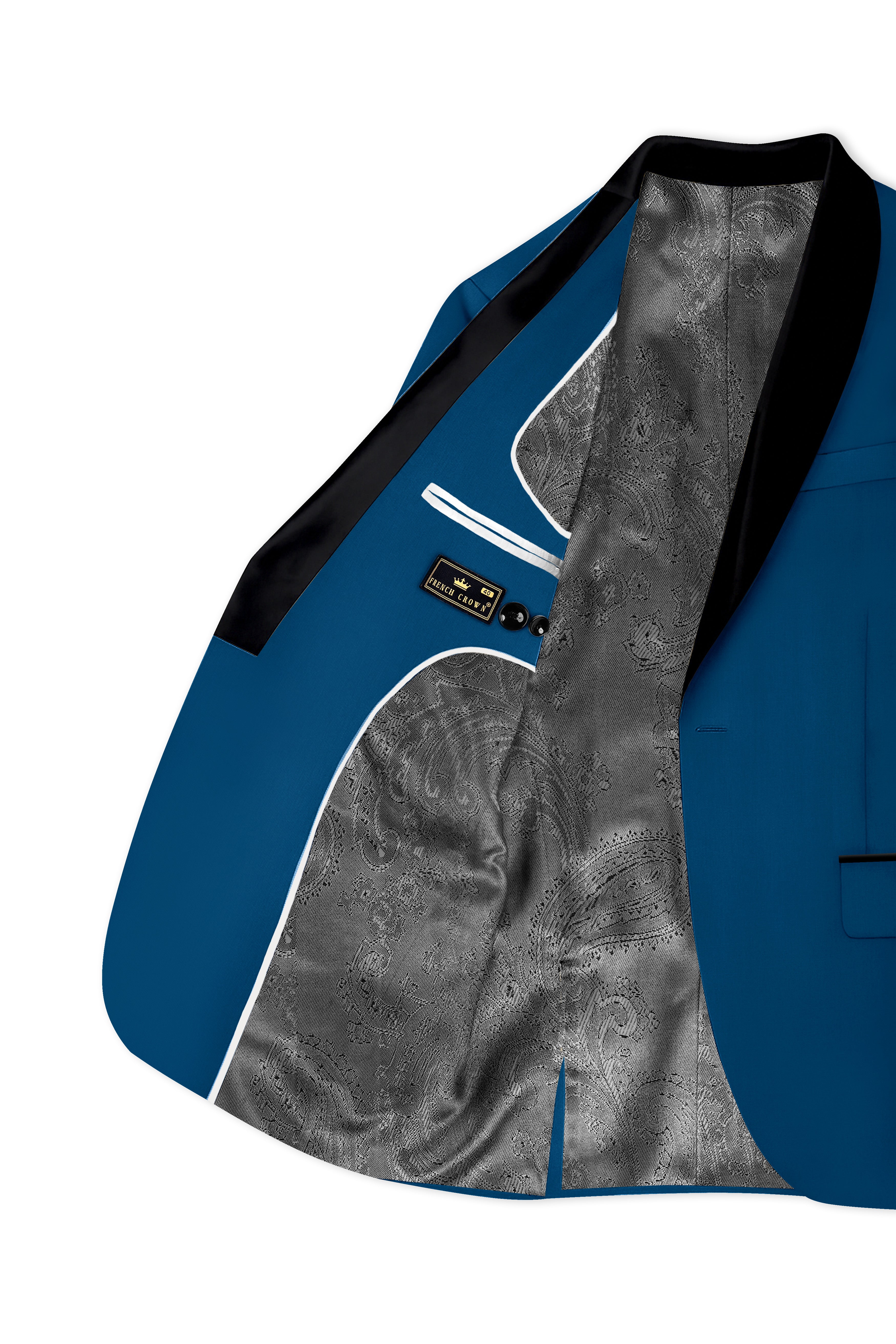 Calypso Blue Wool Rich Tuxedo Blazer
