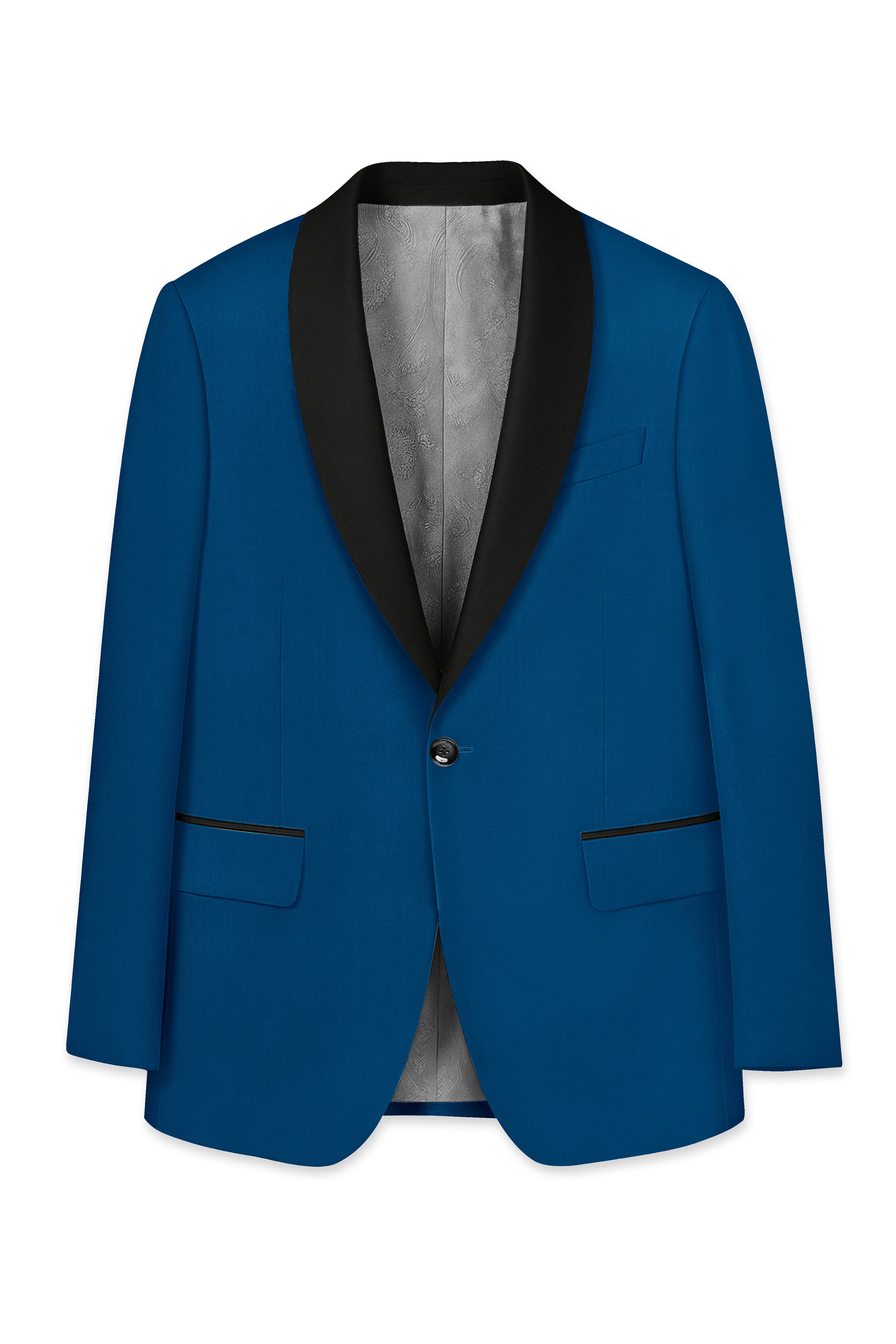 Calypso Blue Wool Rich Tuxedo Blazer