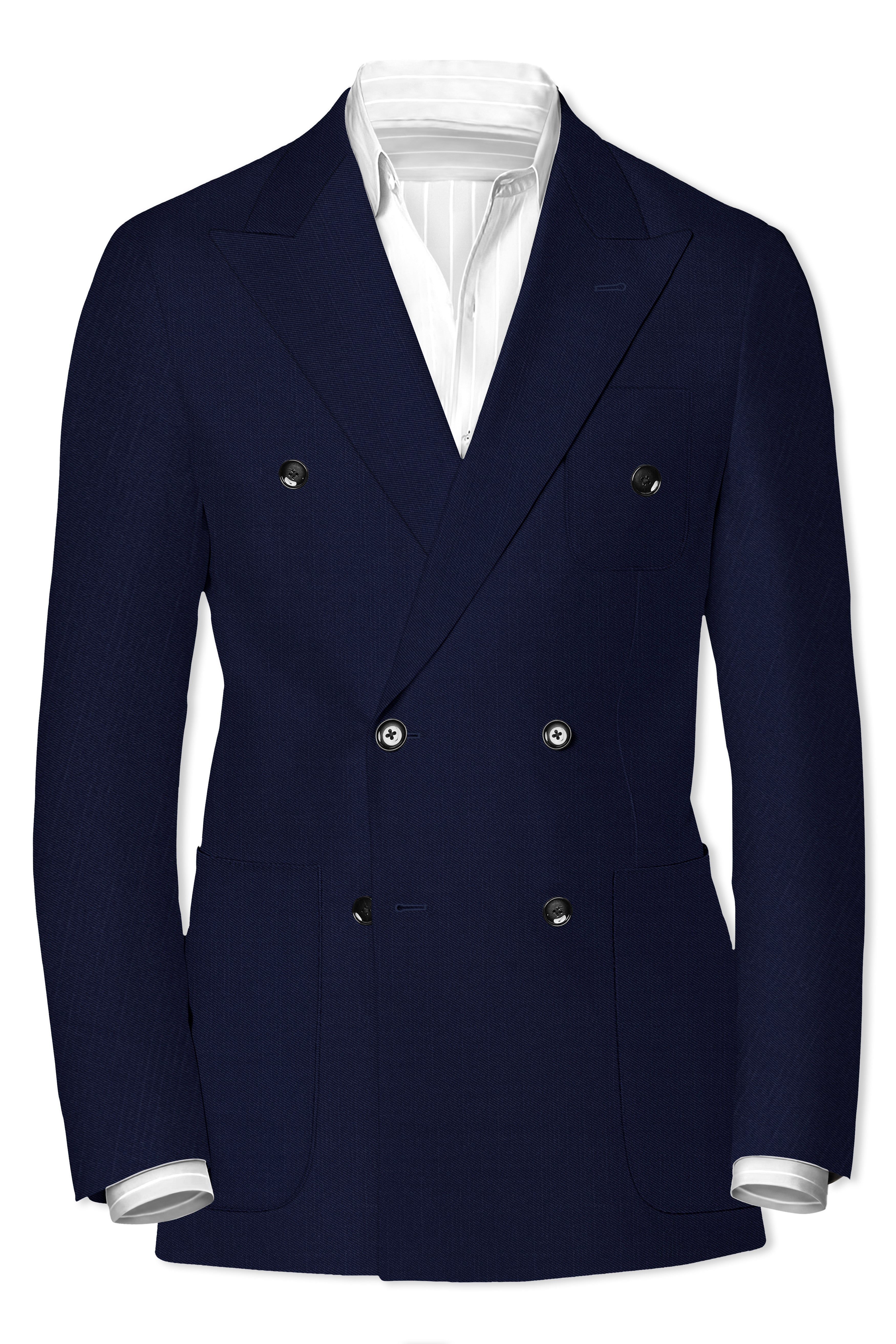 Cloud Burst Blue Wool Rich Double Breasted Sports Blazer