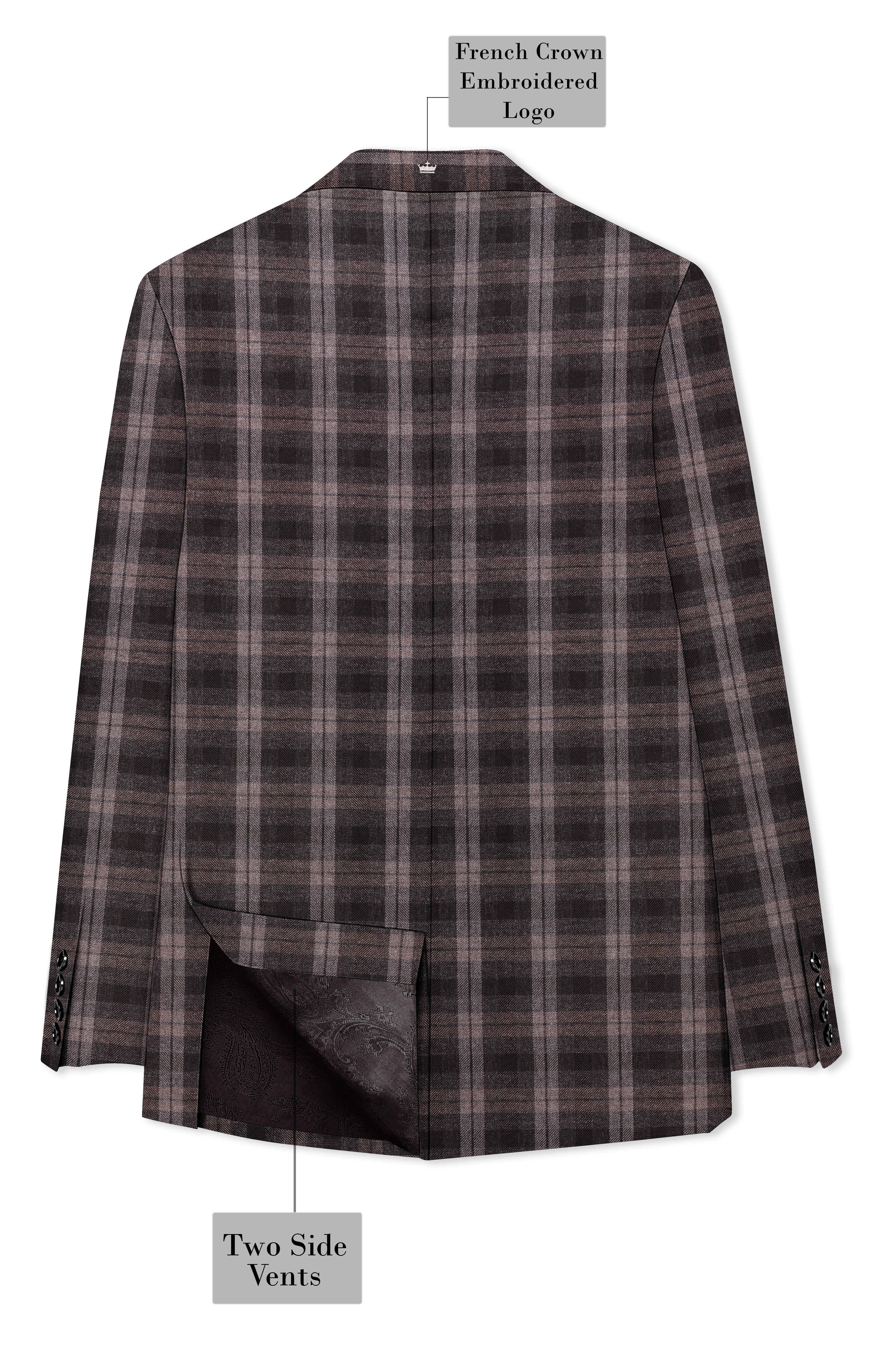 Zeus Black and Concord Gray Plaid Tweed Double Breasted Sports Blazer