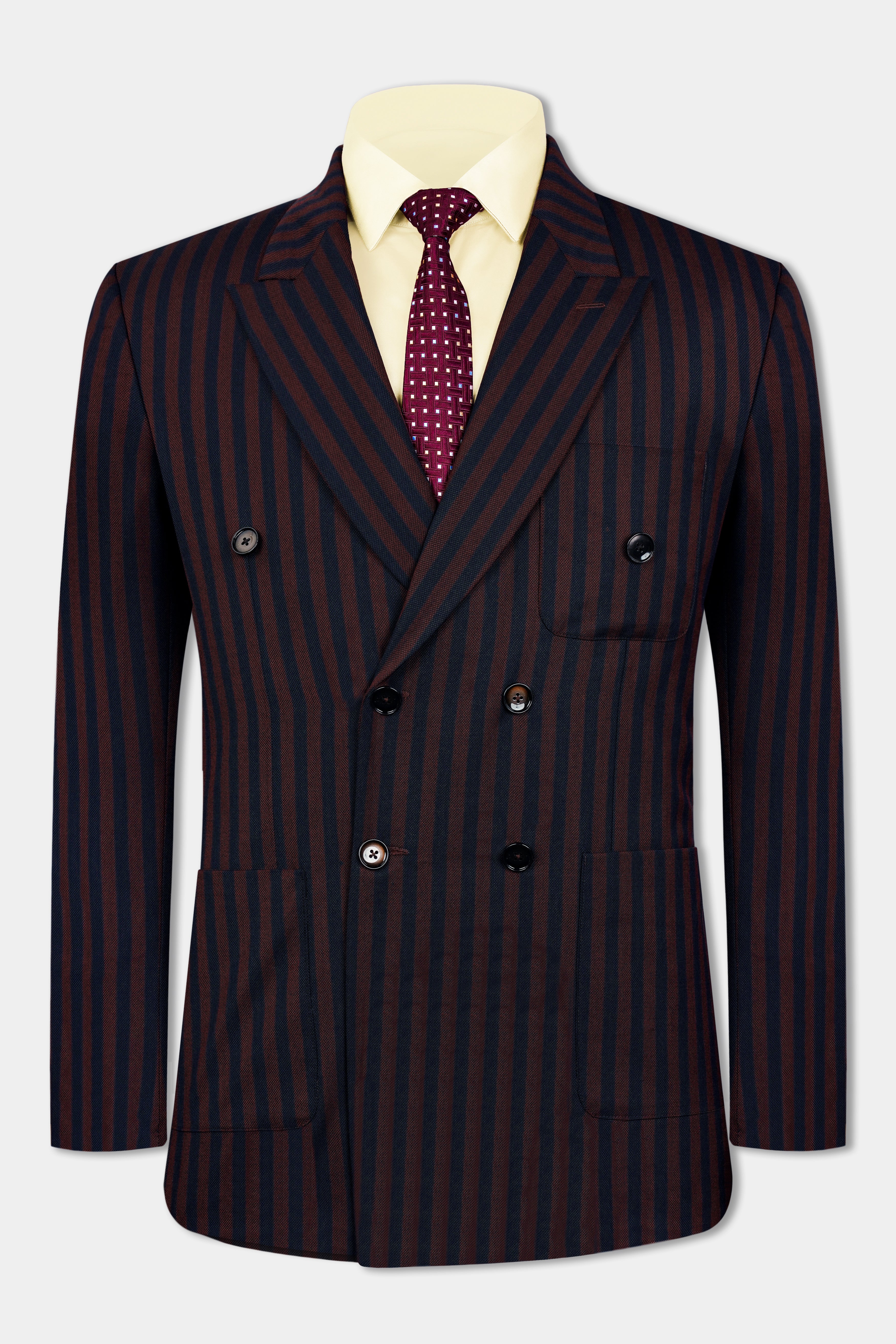 Gondola Brown and Mirage Blue Striped Wool Rich Double Breasted Sports Blazer BL3114-DB-PP-36, BL3114-DB-PP-38, BL3114-DB-PP-40, BL3114-DB-PP-42, BL3114-DB-PP-44, BL3114-DB-PP-46, BL3114-DB-PP-48, BL3114-DB-PP-50, BL3114-DB-PP-52, BL3114-DB-PP-54, BL3114-DB-PP-56, BL3114-DB-PP-58, BL3114-DB-PP-60