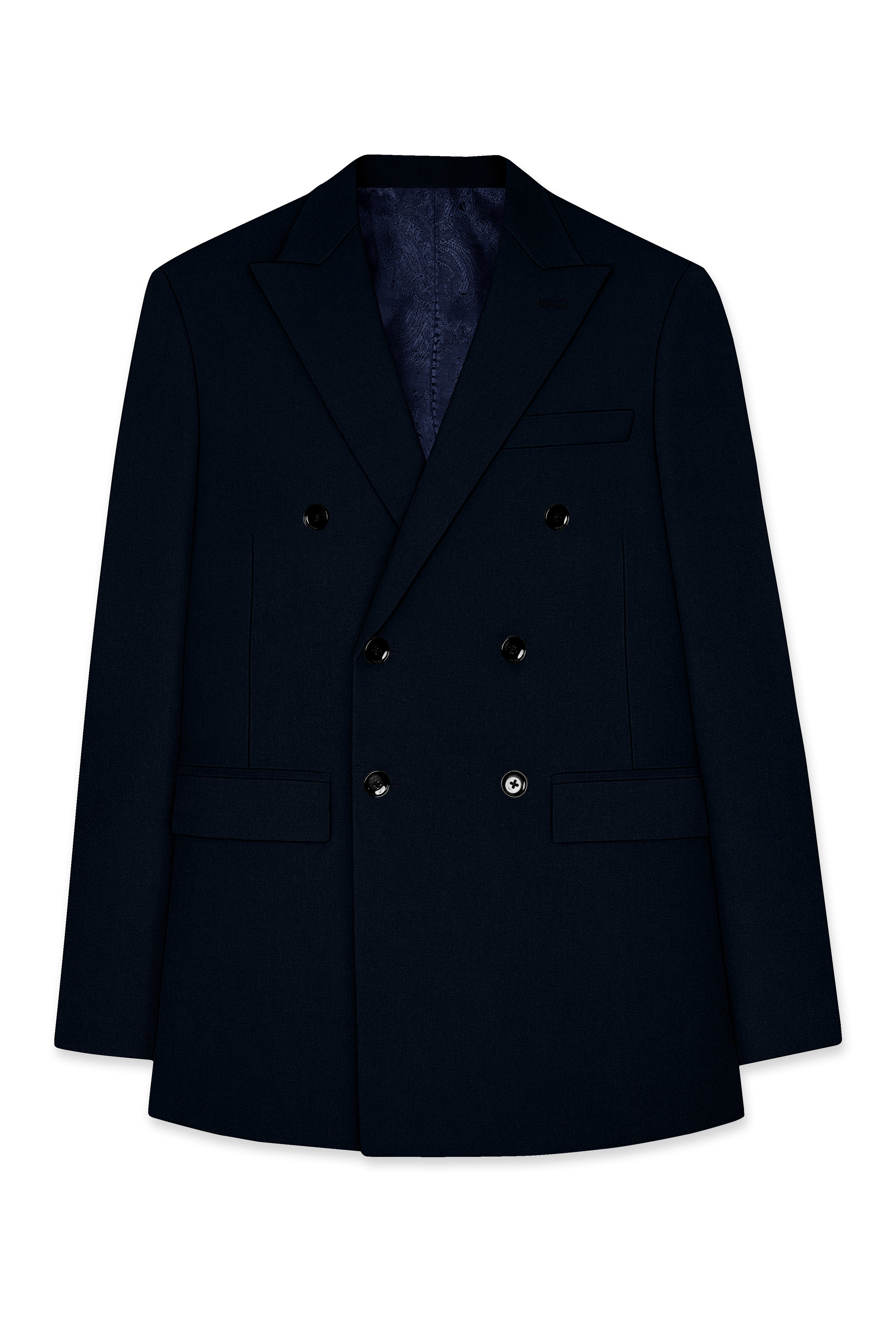 Bunker Blue Premium Cotton Double Breasted Blazer