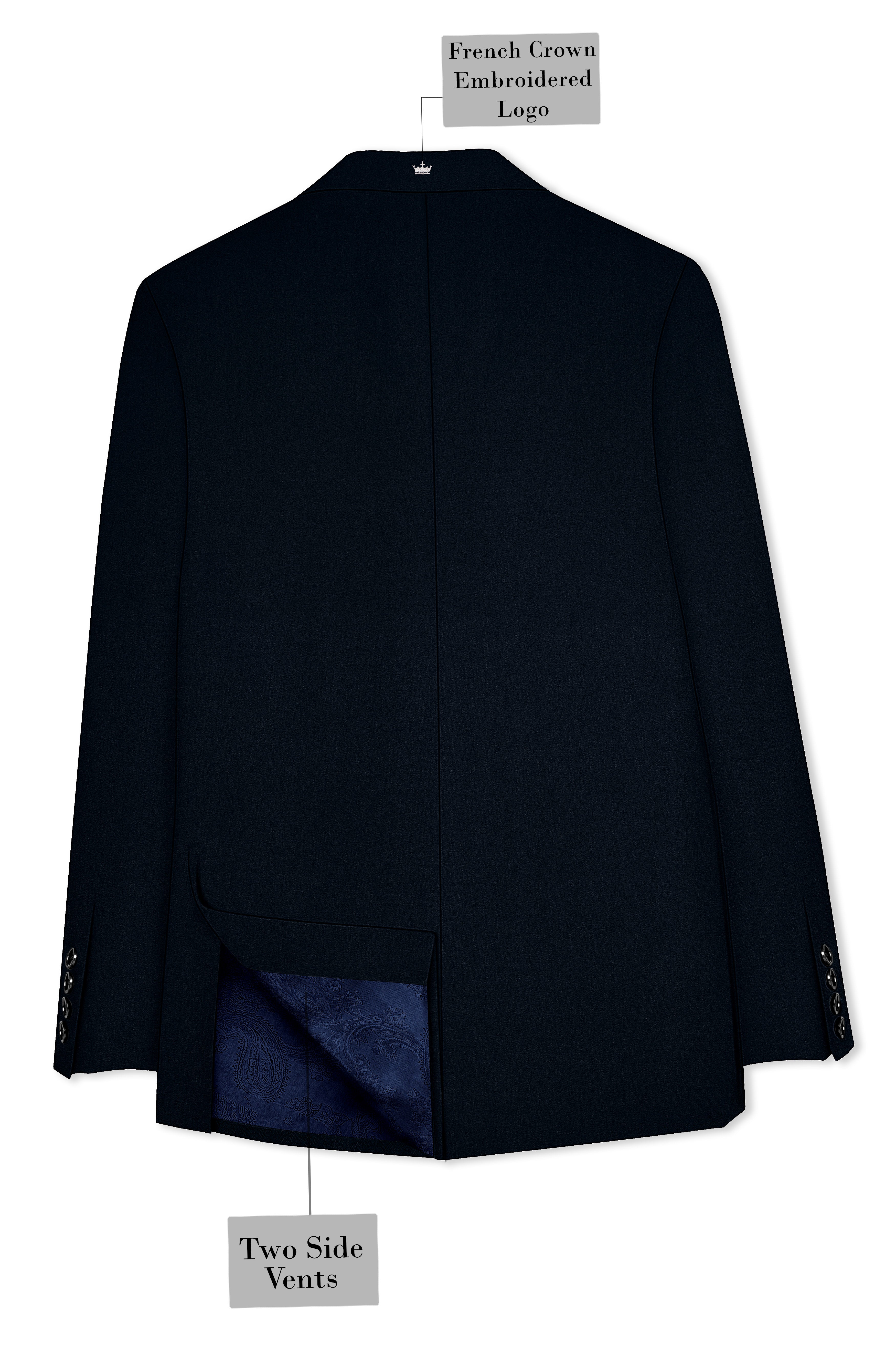 Bunker Blue Premium Cotton Double Breasted Blazer