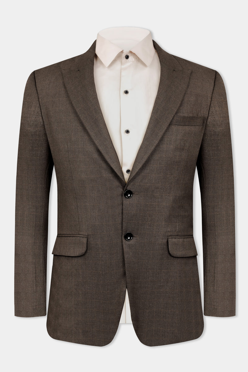 MATTERHORN BROWN SUBTLE CHECKERED WOOL RICH BLAZER