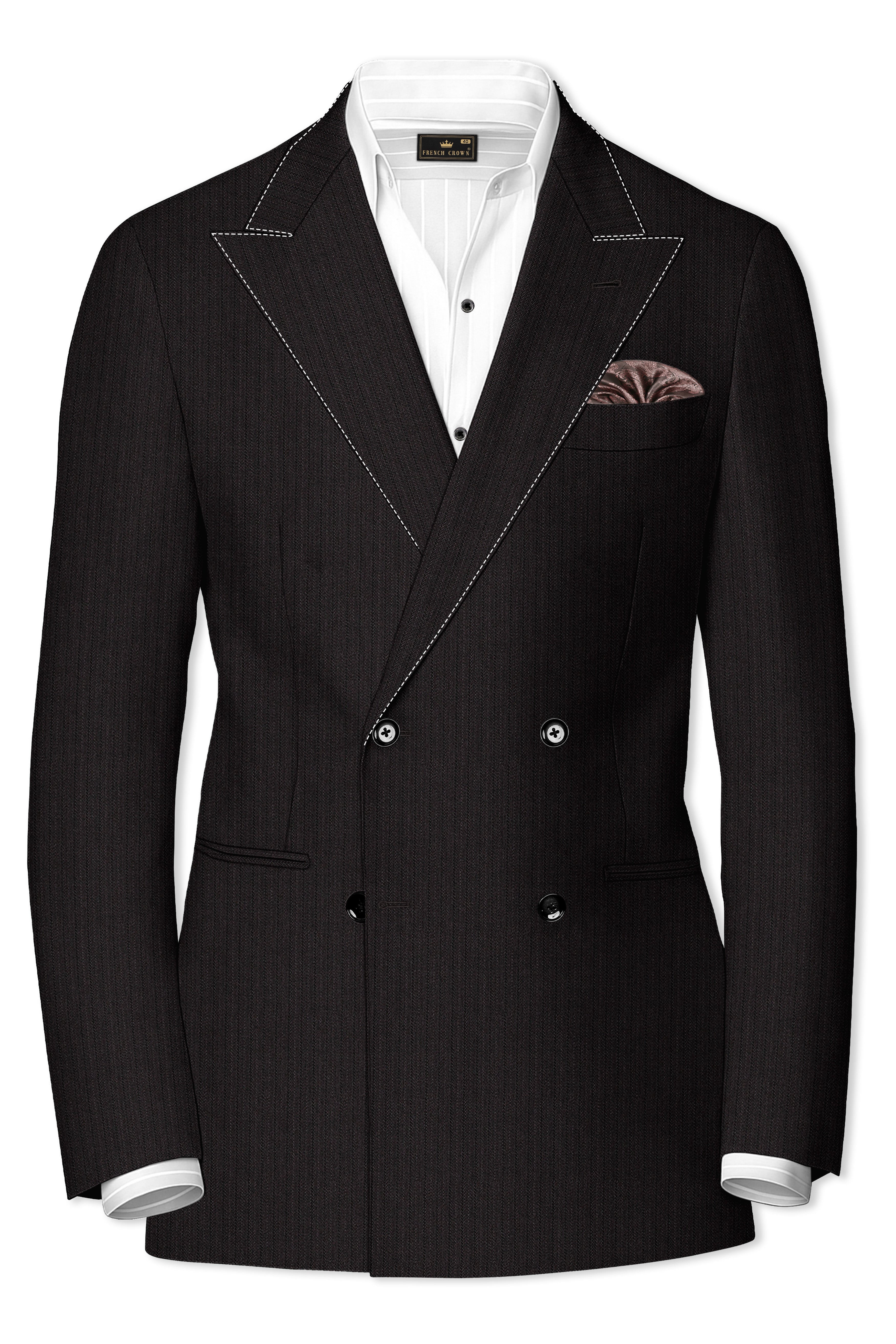 【Rrrr】DOUBLE LAPELED DOUBLE BREASTED Iridium Gray Textured Premium Wool Blend Double Breasted Suit For Men.