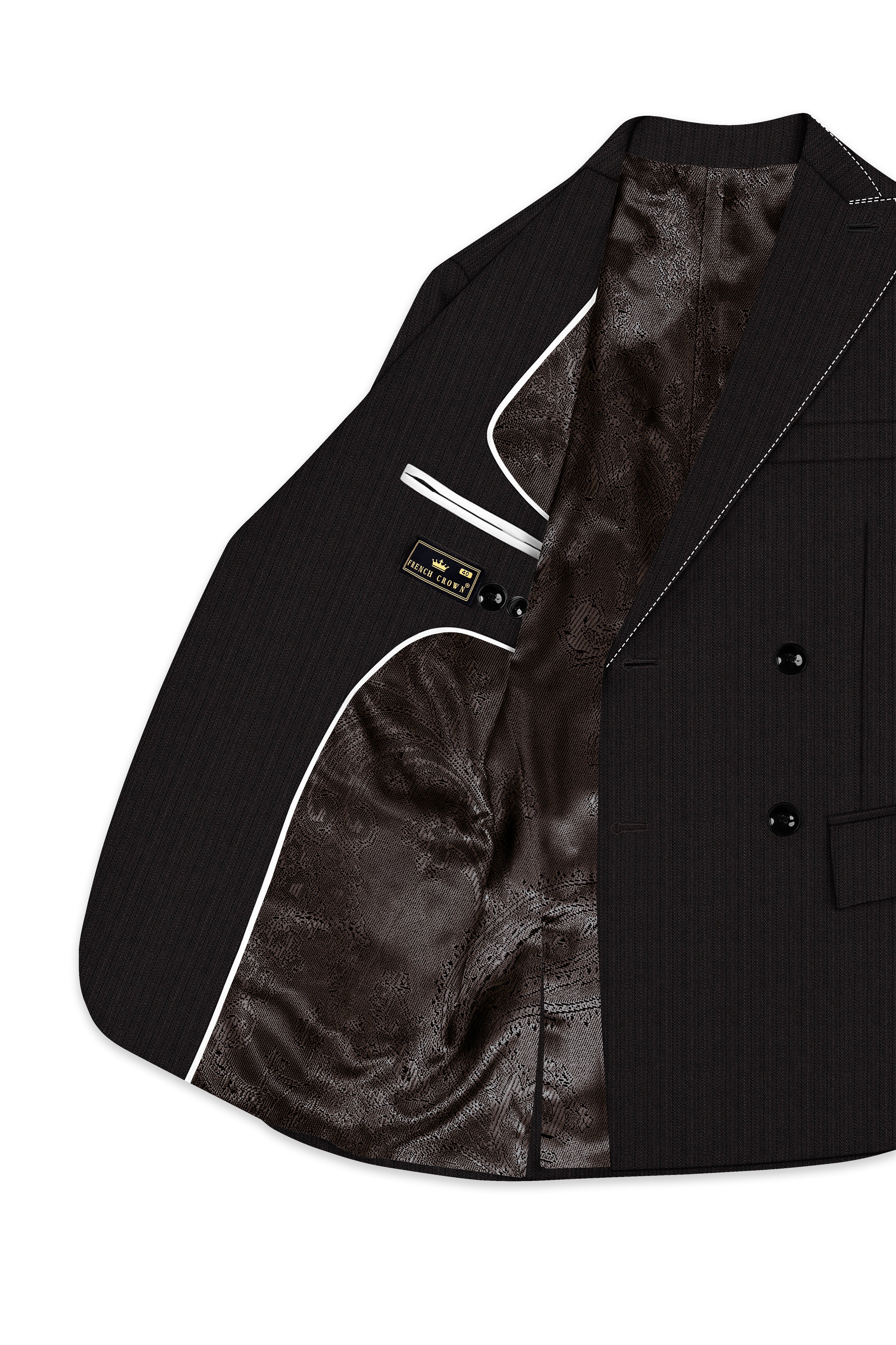 Iridium Gray Hand Stitched Lapels Wool Rich Double Breasted Designer Blazer