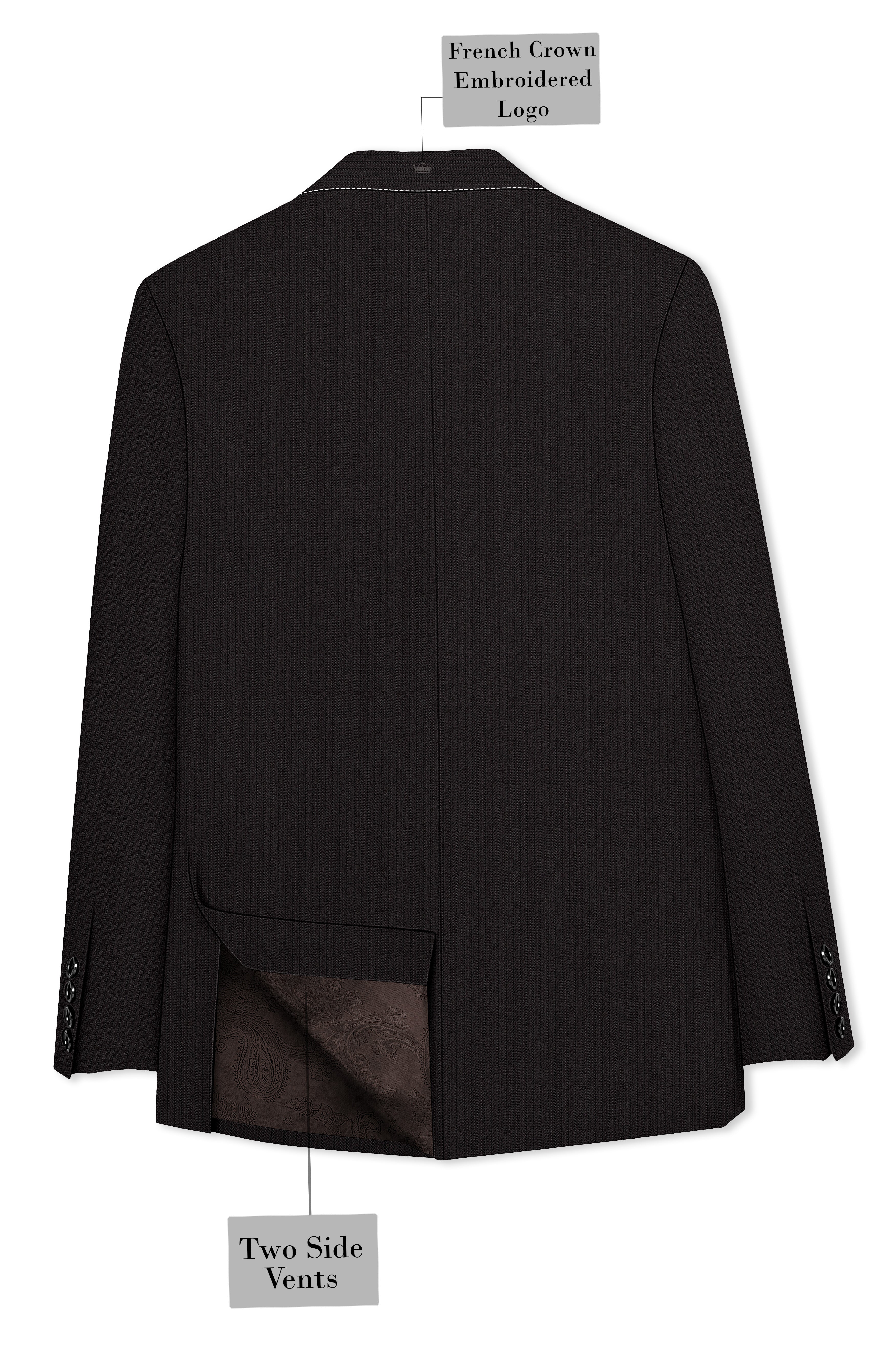 Iridium Gray Hand Stitched Lapels Wool Rich Double Breasted Designer Blazer