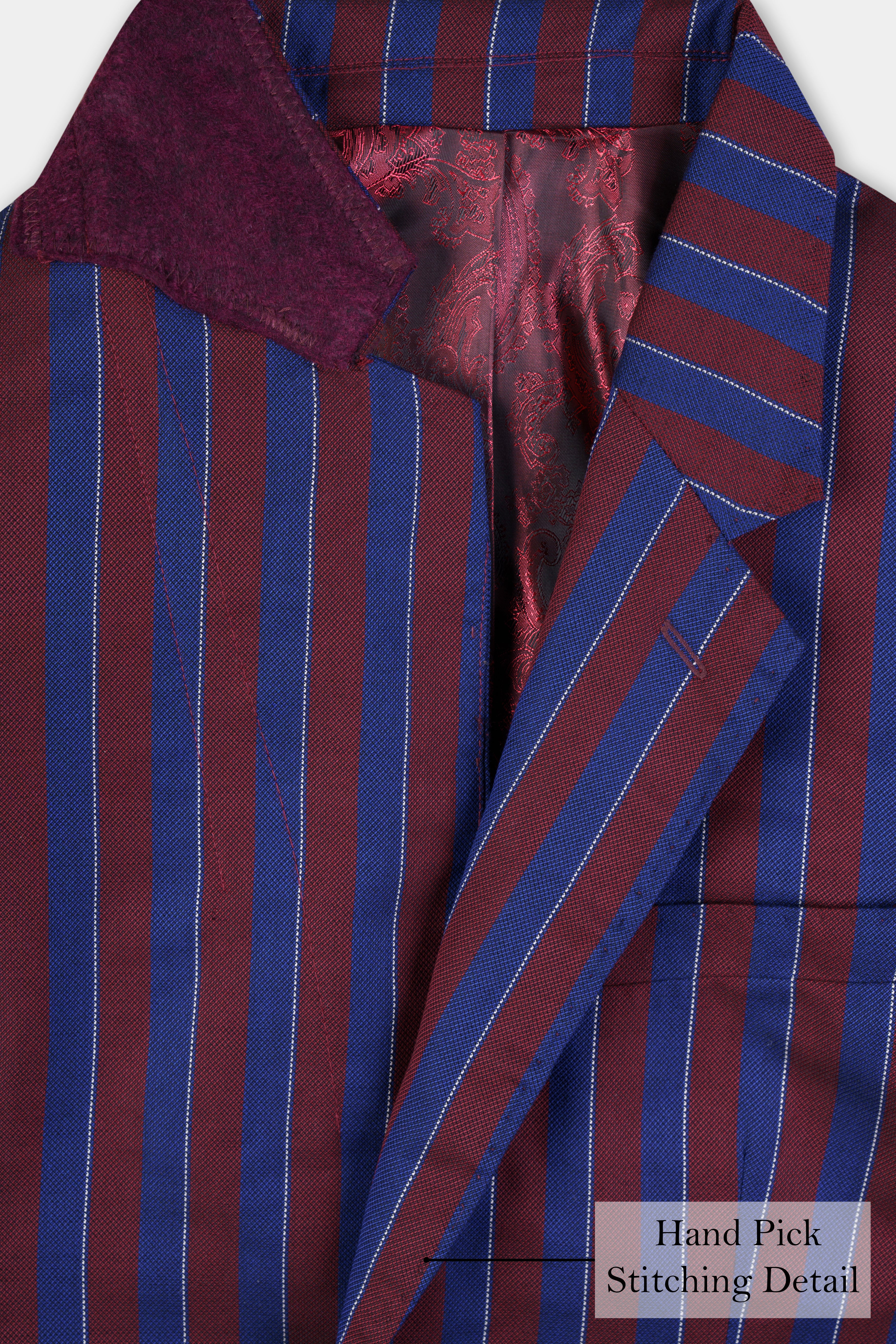 Espresso Red and Downriver Blue Striped Wool Rich Blazer