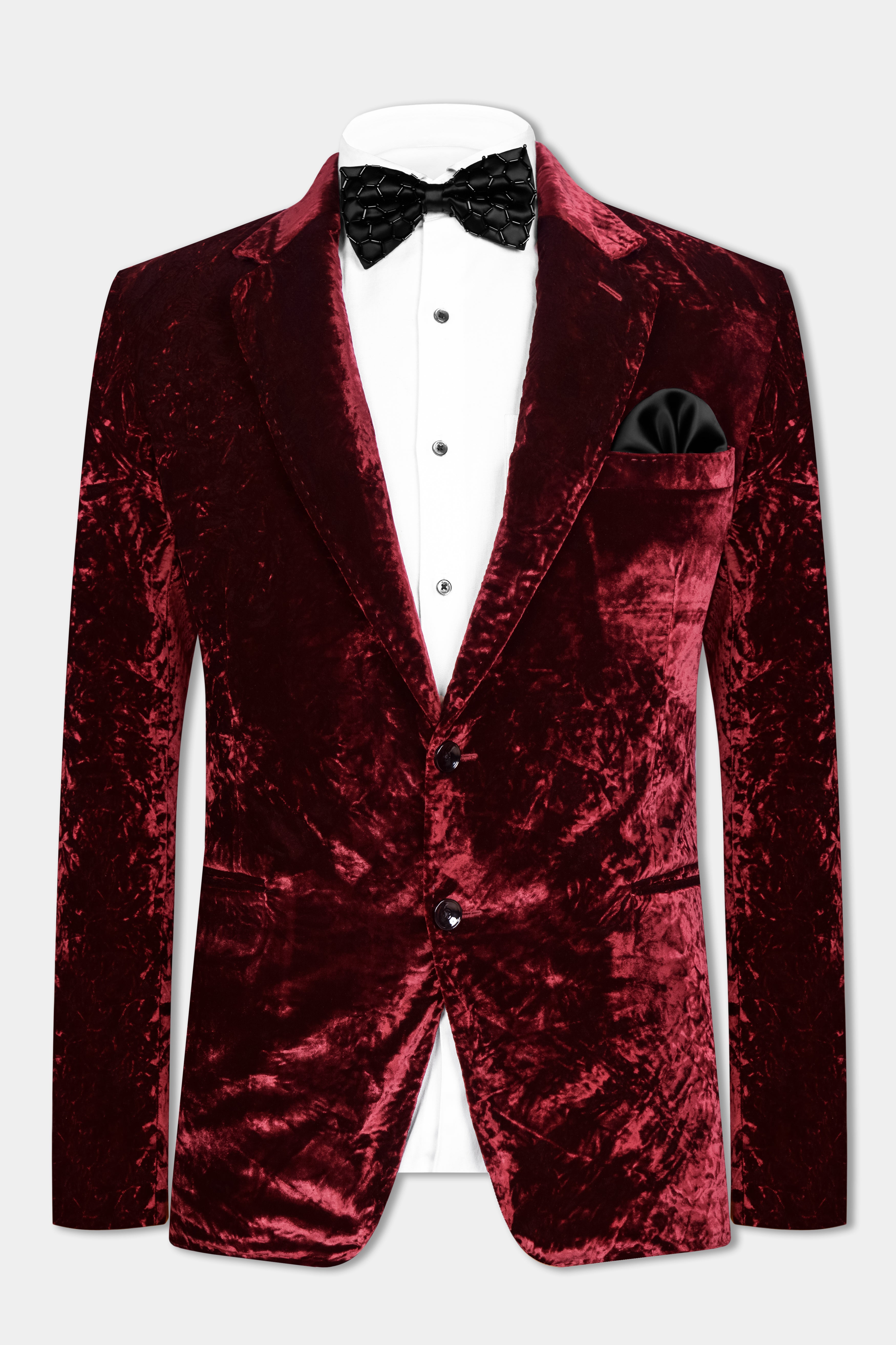 Bulgarian Maroon Crushed Velvet Blazer