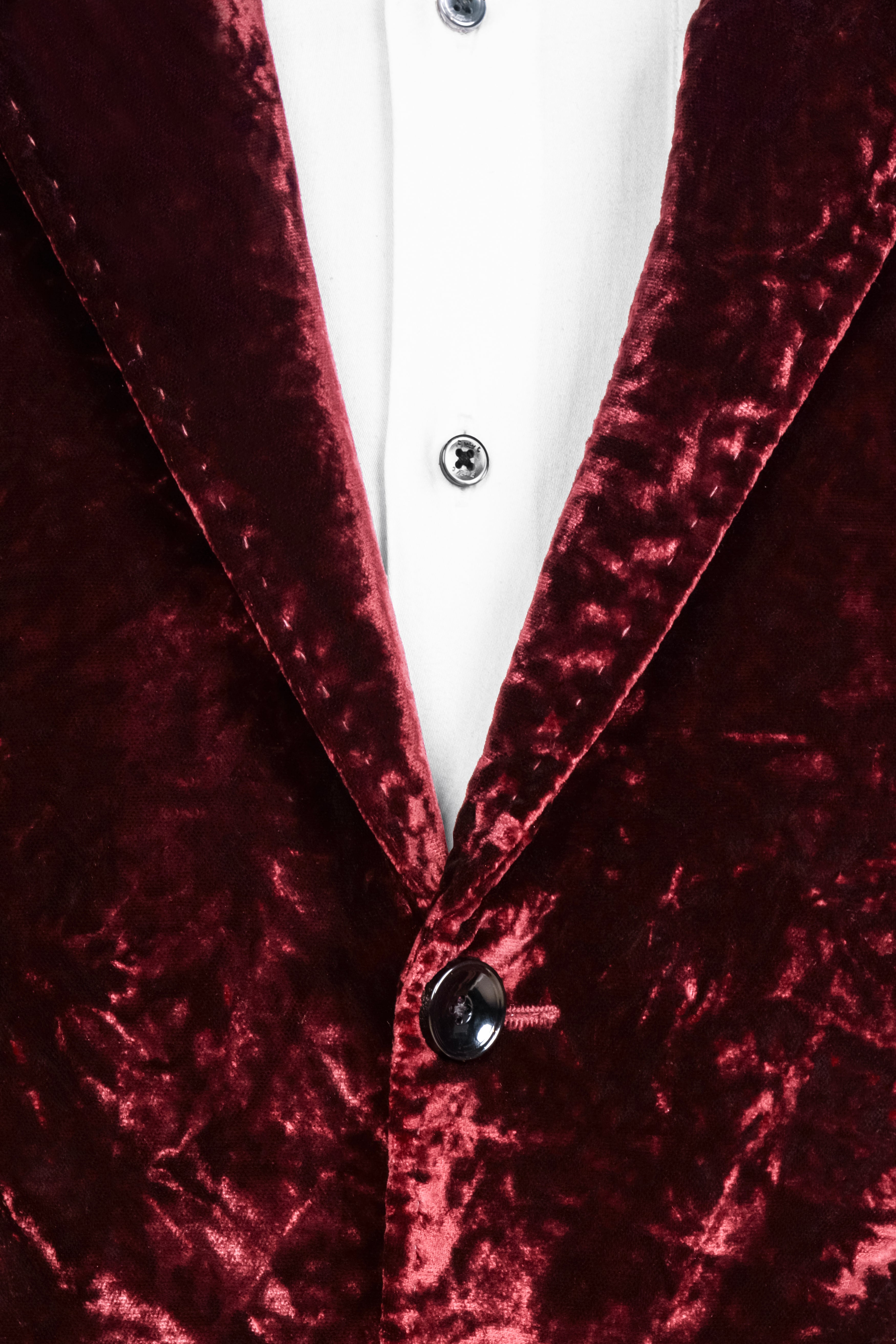 Bulgarian Maroon Crushed Velvet Blazer