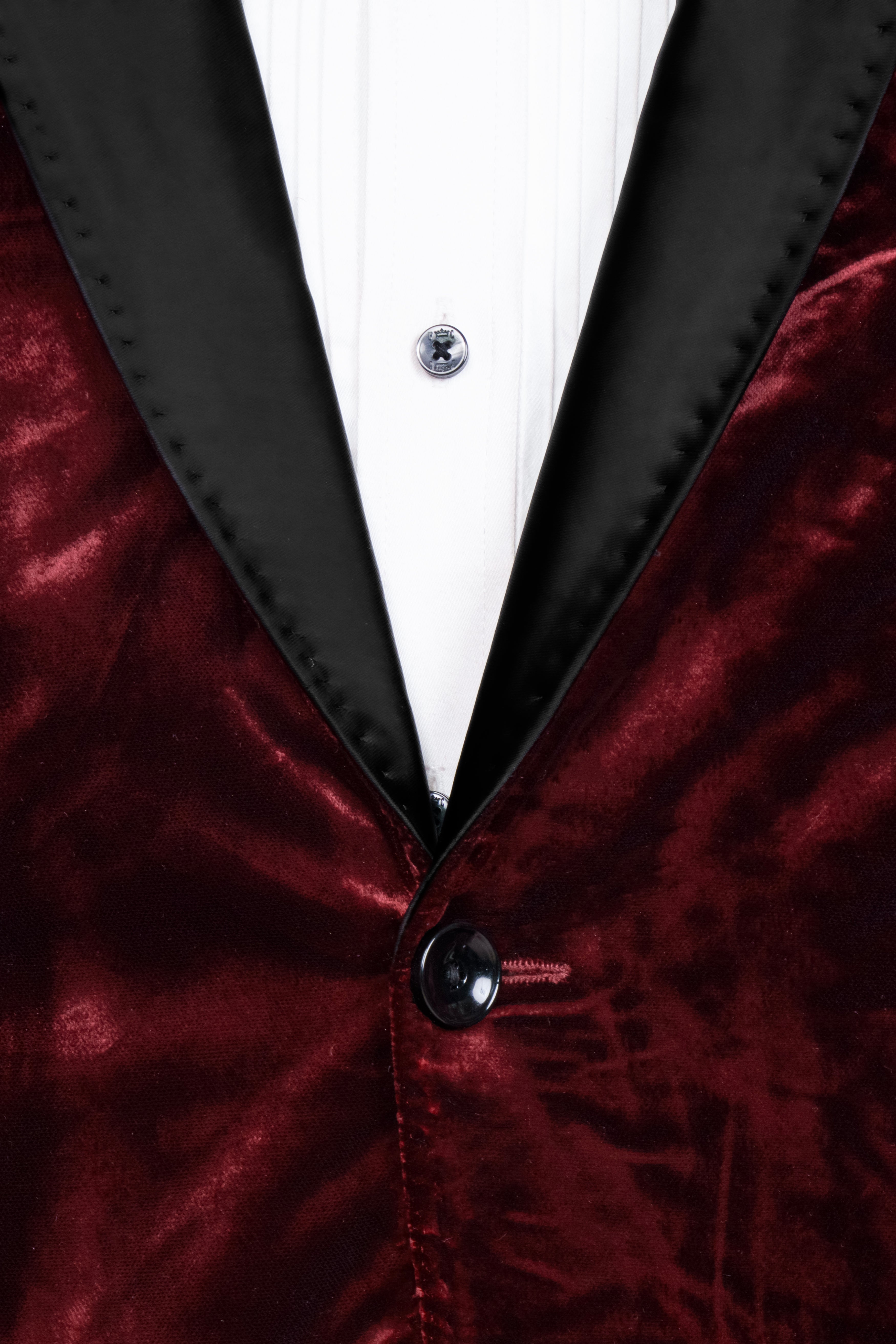 Bulgarian Maroon Crushed Velvet Tuxedo Blazer