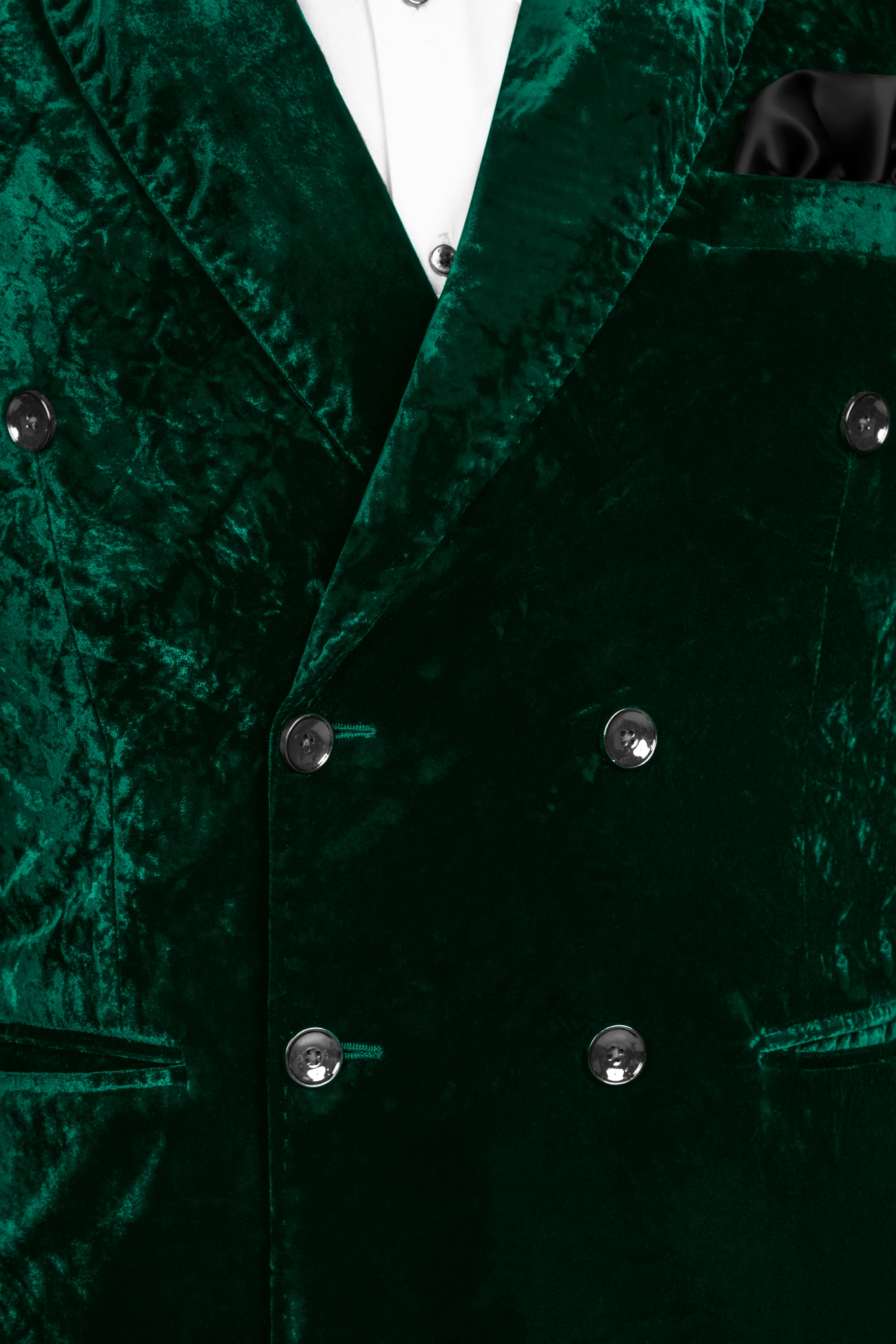 Sacramento Green Double Breasted Crushed Velvet Blazer