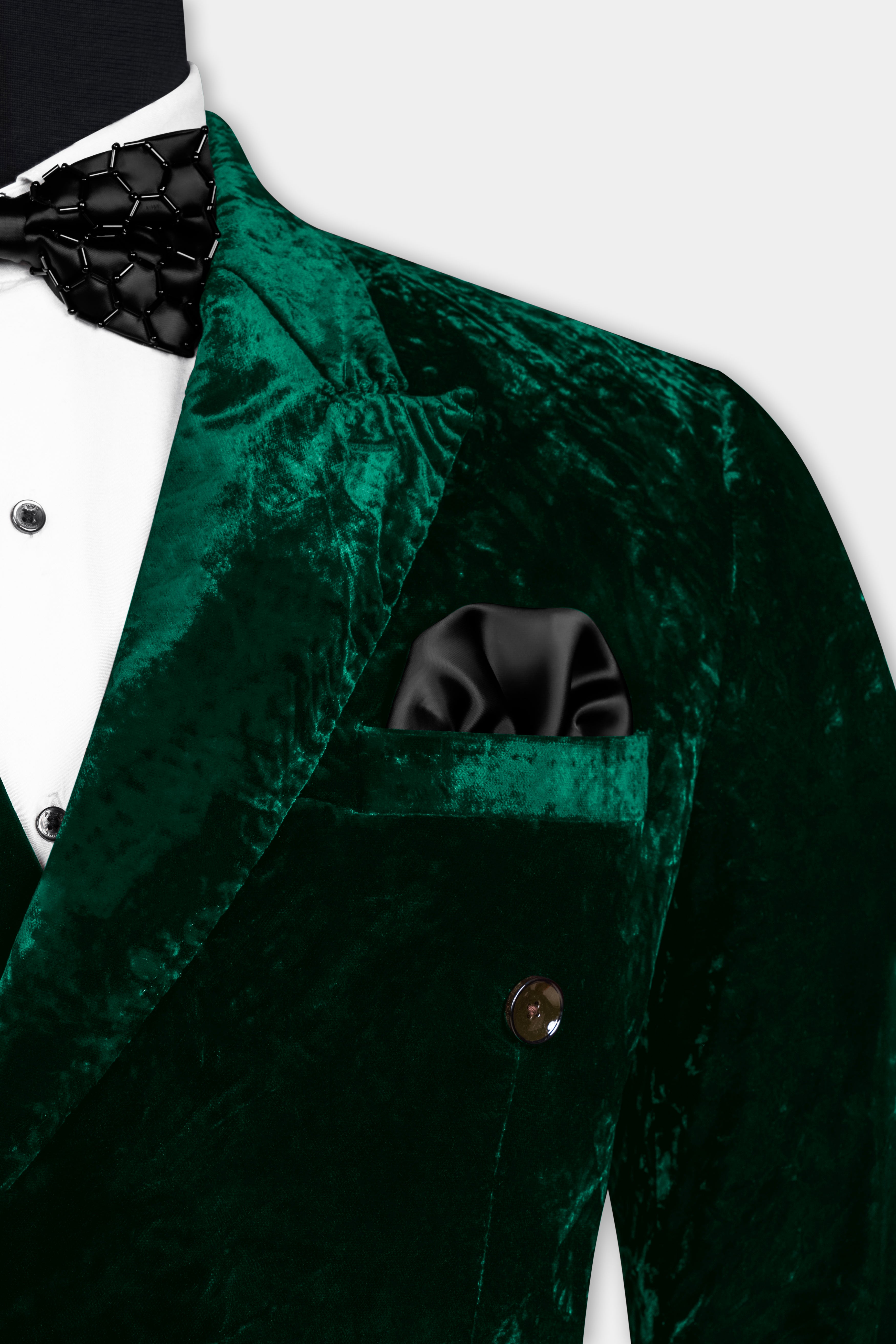 Sacramento Green Double Breasted Crushed Velvet Blazer