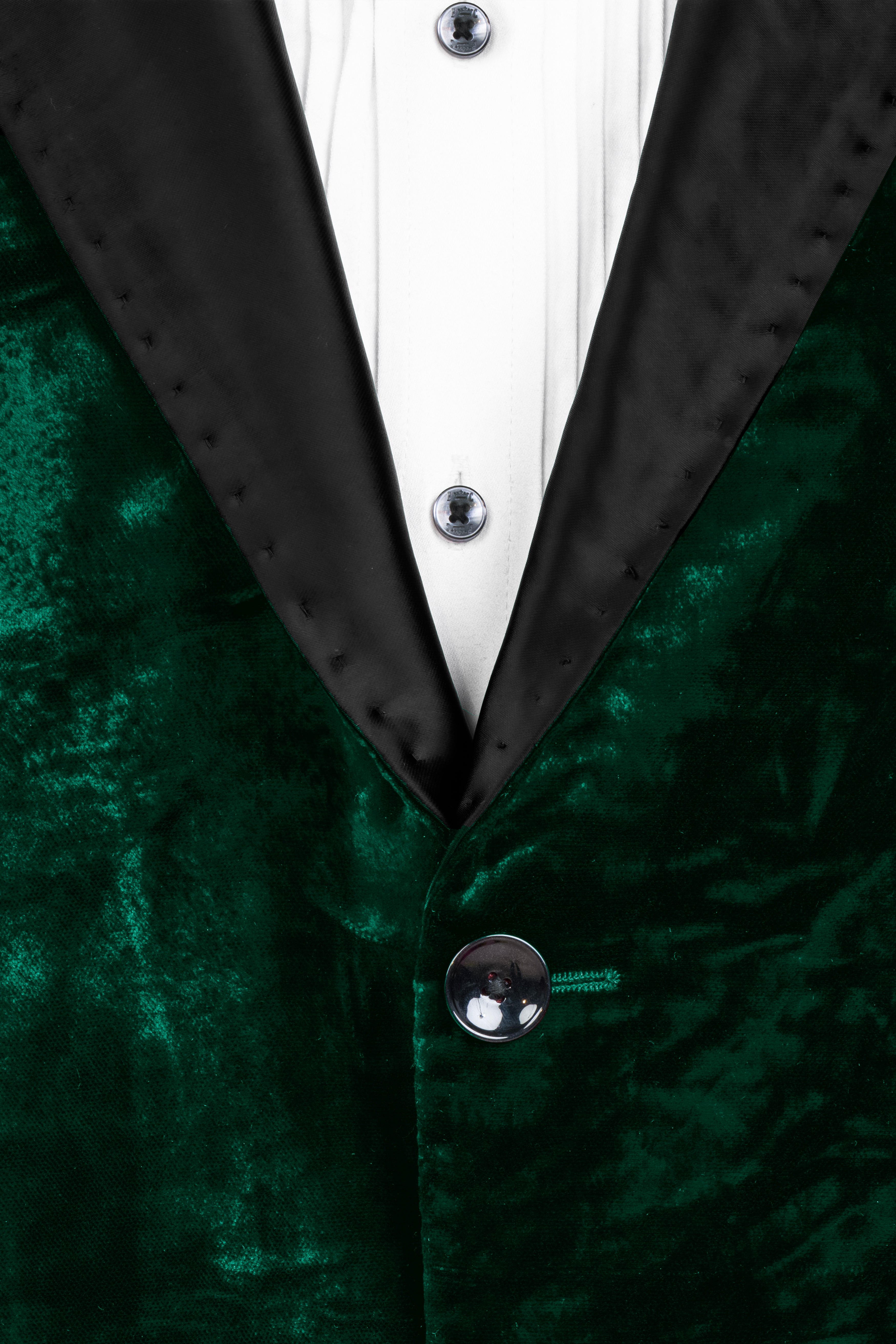 Sacramento Green Crushed Velvet Peak Collar Tuxedo Blazer