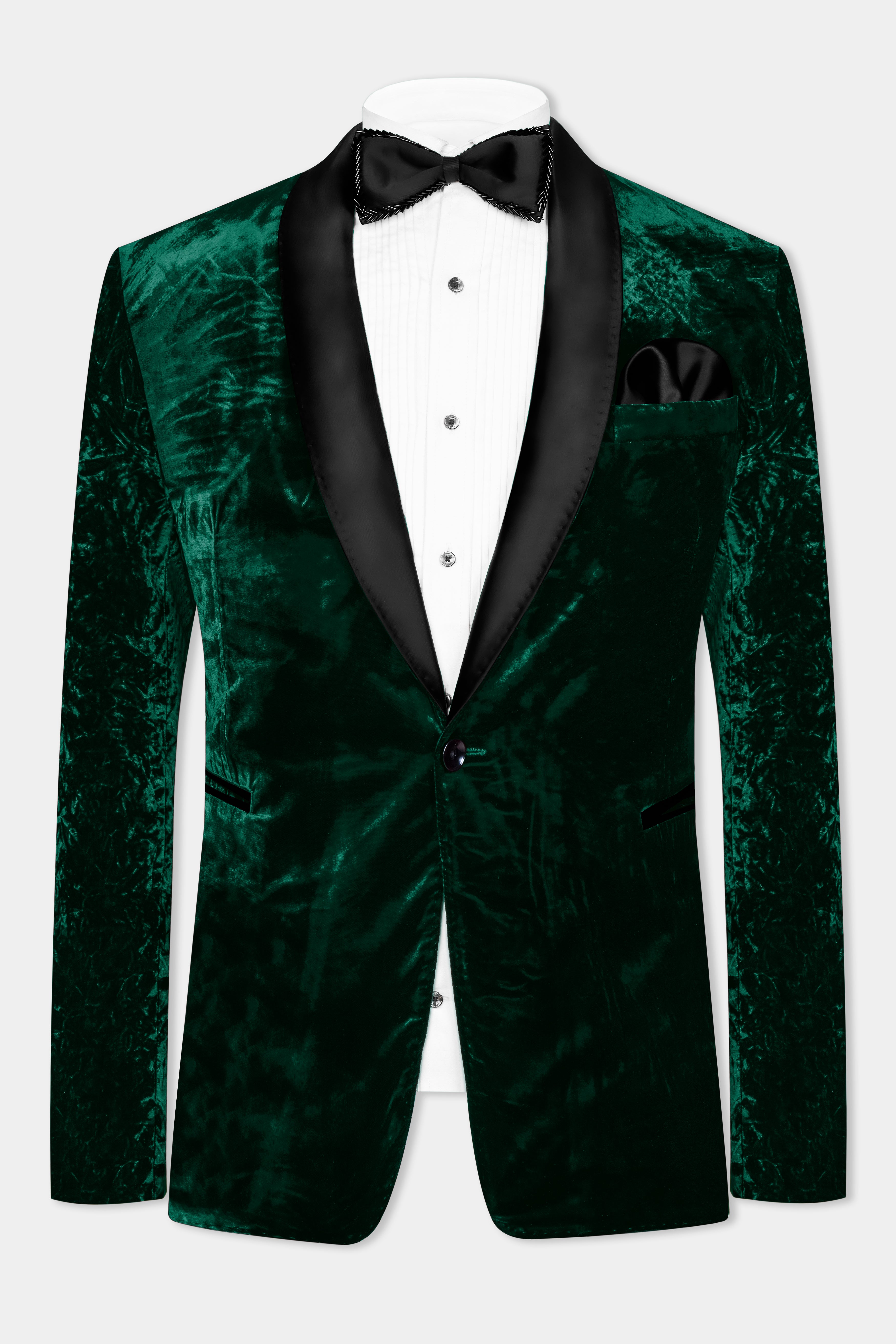 Sacramento Green Crushed Velvet Tuxedo Blazer