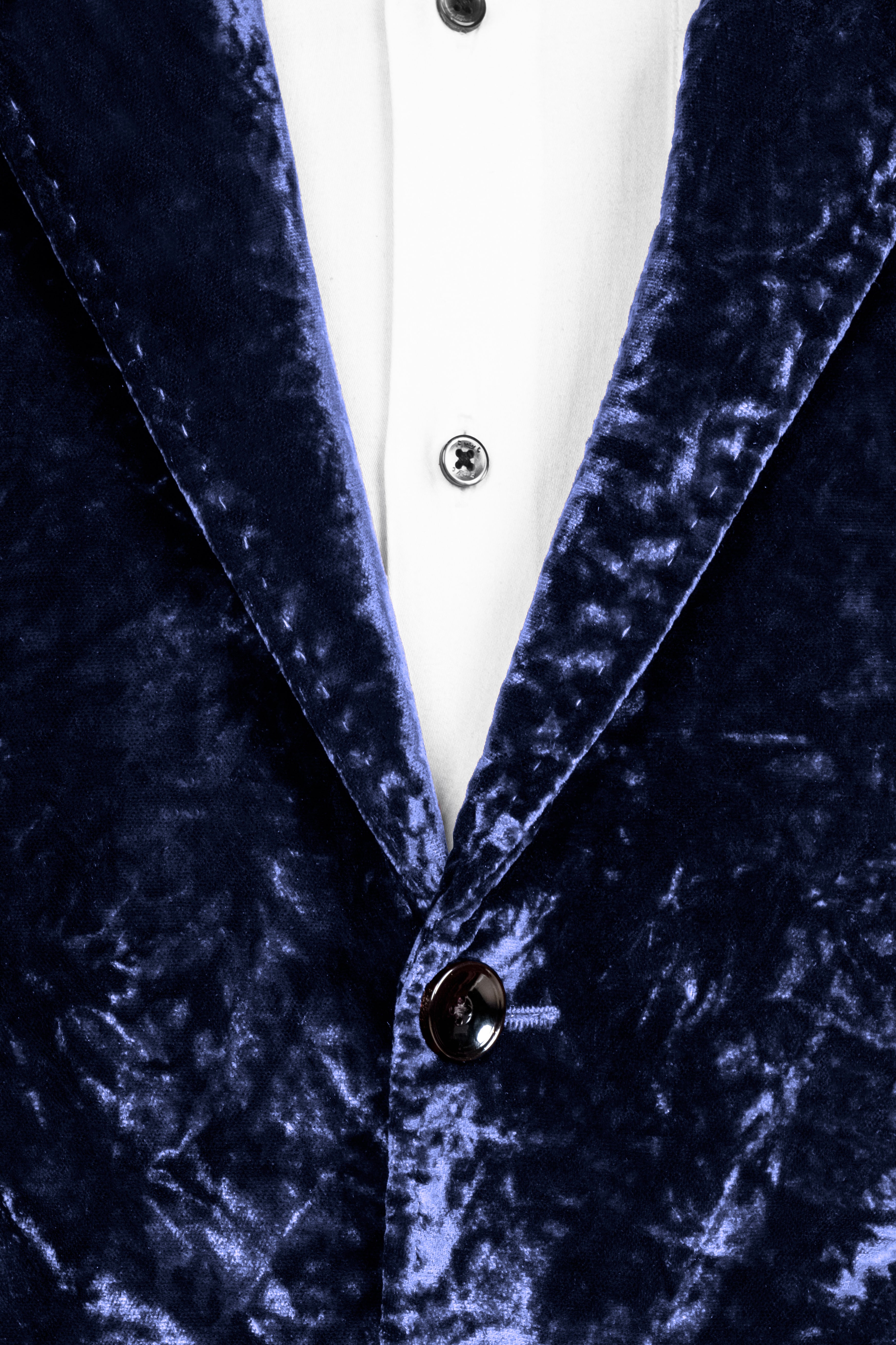 Crushed blue outlet velvet suit