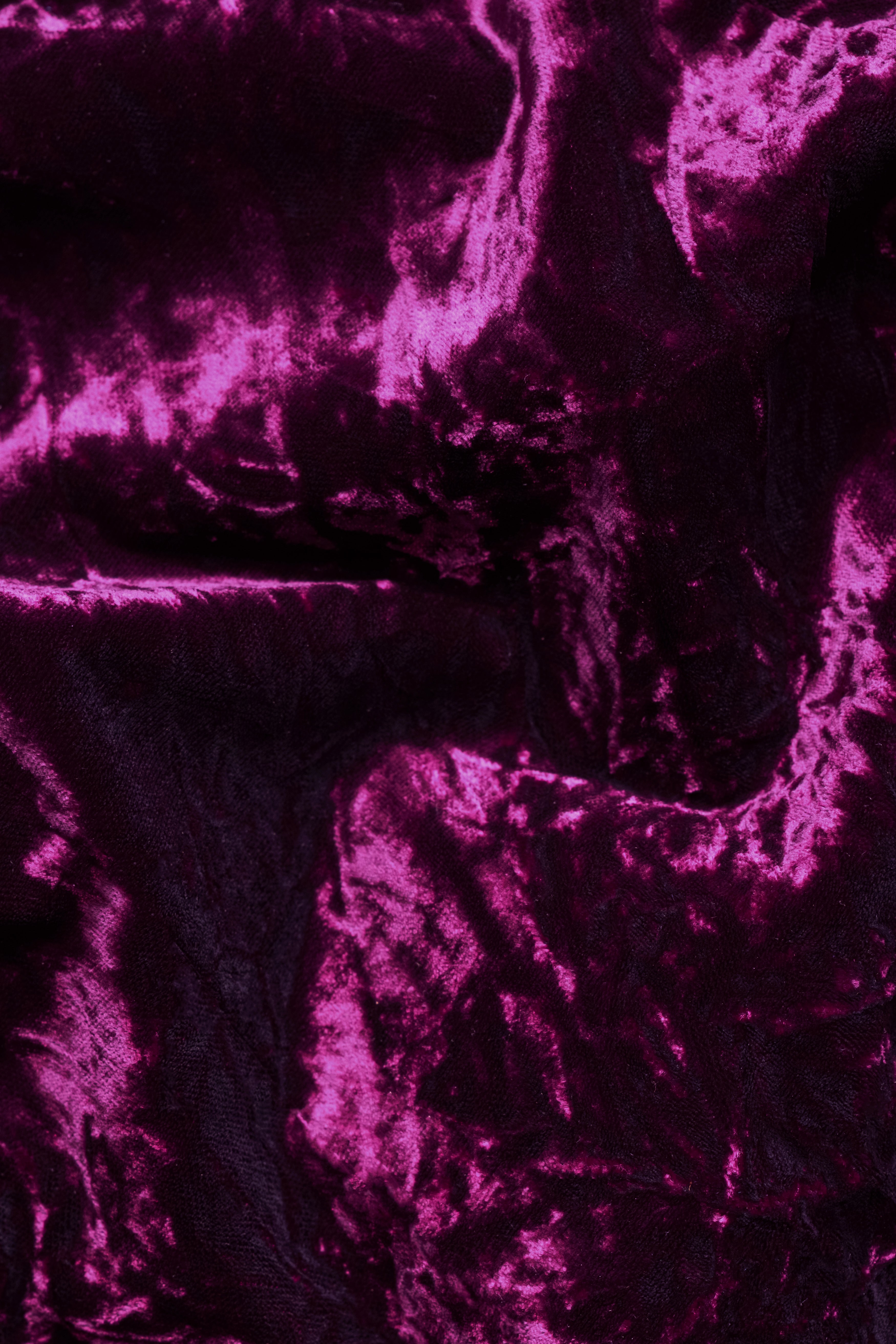 Melanzane Purple Crushed Velvet Bandhgala Blazer