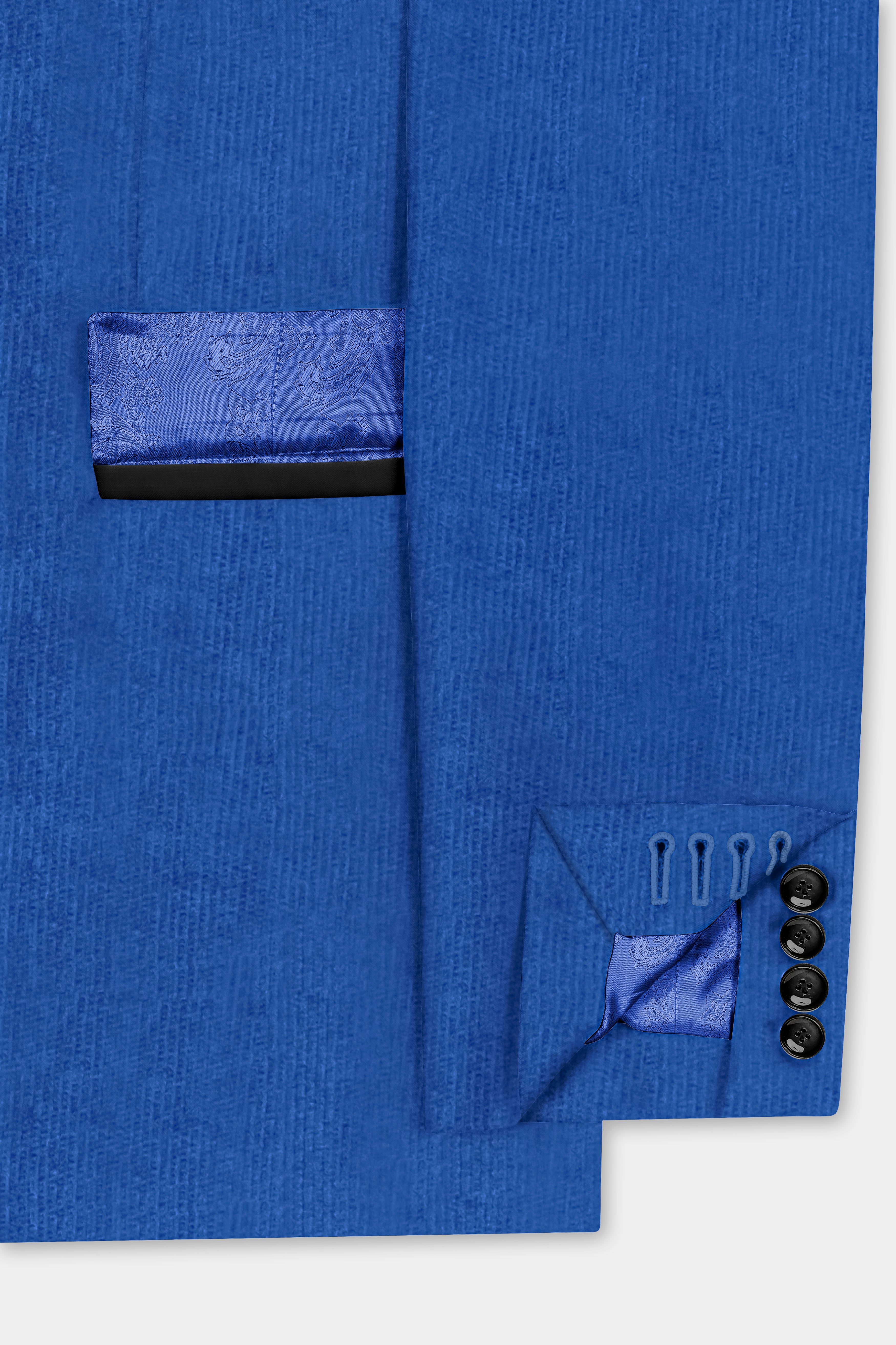 Cobalt Blue Textured Corduroy Premium Cotton Designer Tuxedo Blazer