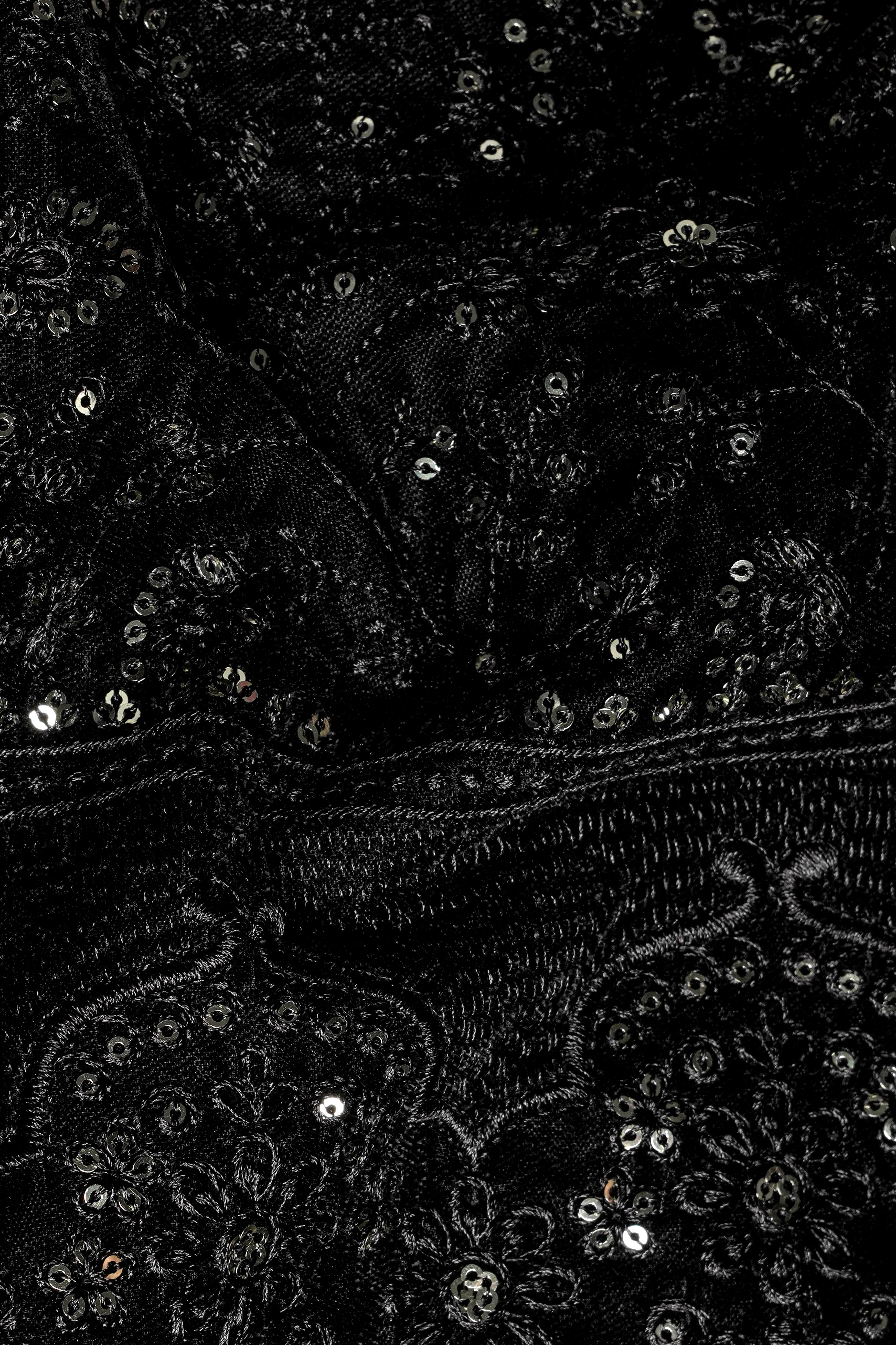 Jade Black Floral Thread and Sequin Embroidered Bandhgala Jodhpuri BL3526-BG-36, BL3526-BG-38, BL3526-BG-40, BL3526-BG-42, BL3526-BG-44, BL3526-BG-46, BL3526-BG-52, BL3526-BG-50, BL3526-BG-52, BL3526-BG-54, BL3526-BG-56, BL3526-BG-58, BL3526-BG-60