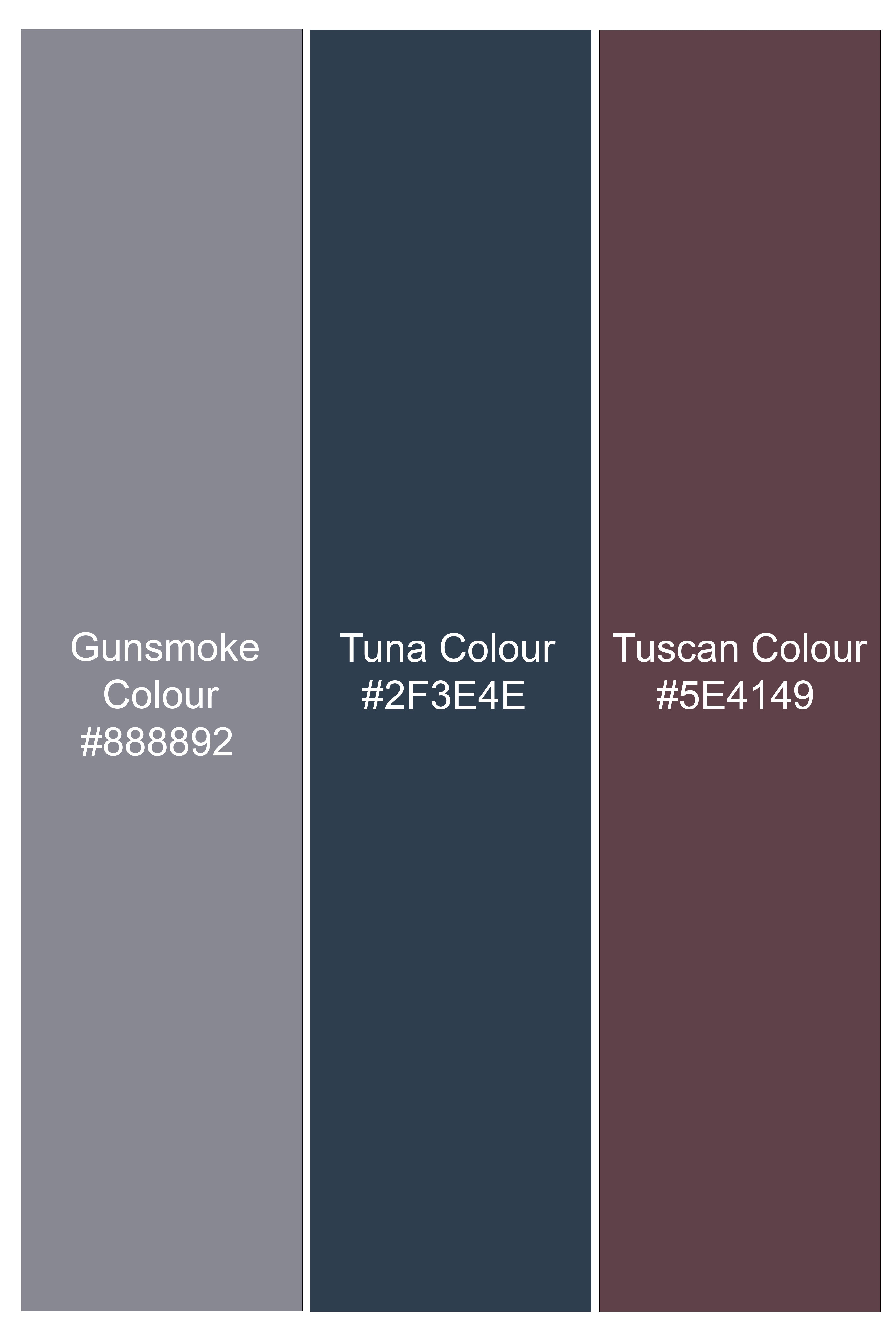 Tuna Blue And Gunsmoke Gray Multicolour Embroidered Tuxedo Blazer
