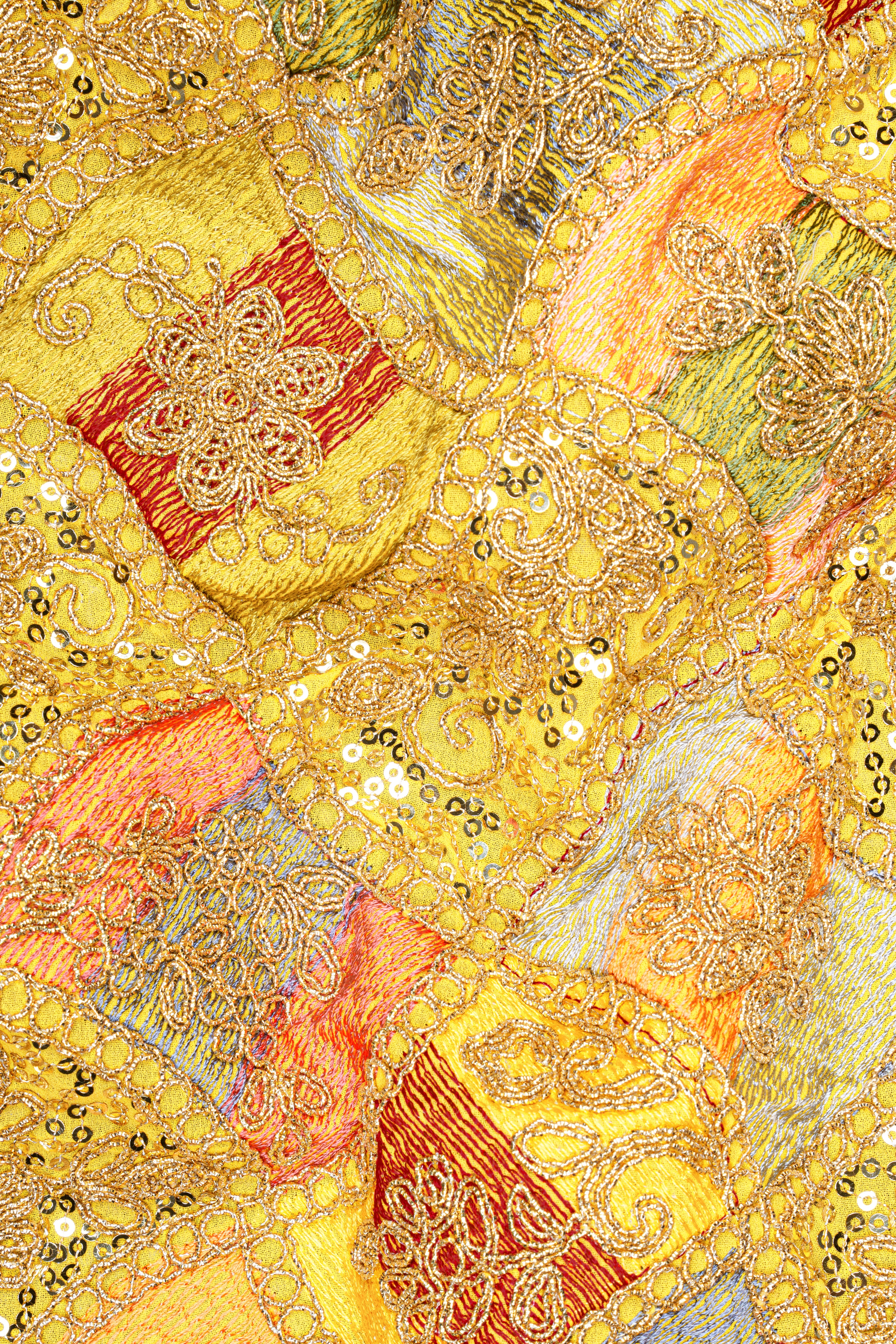 Leamon Yellow and Multicolor Embroidery Printed Cross Placket Bandhgala Jodhpuri