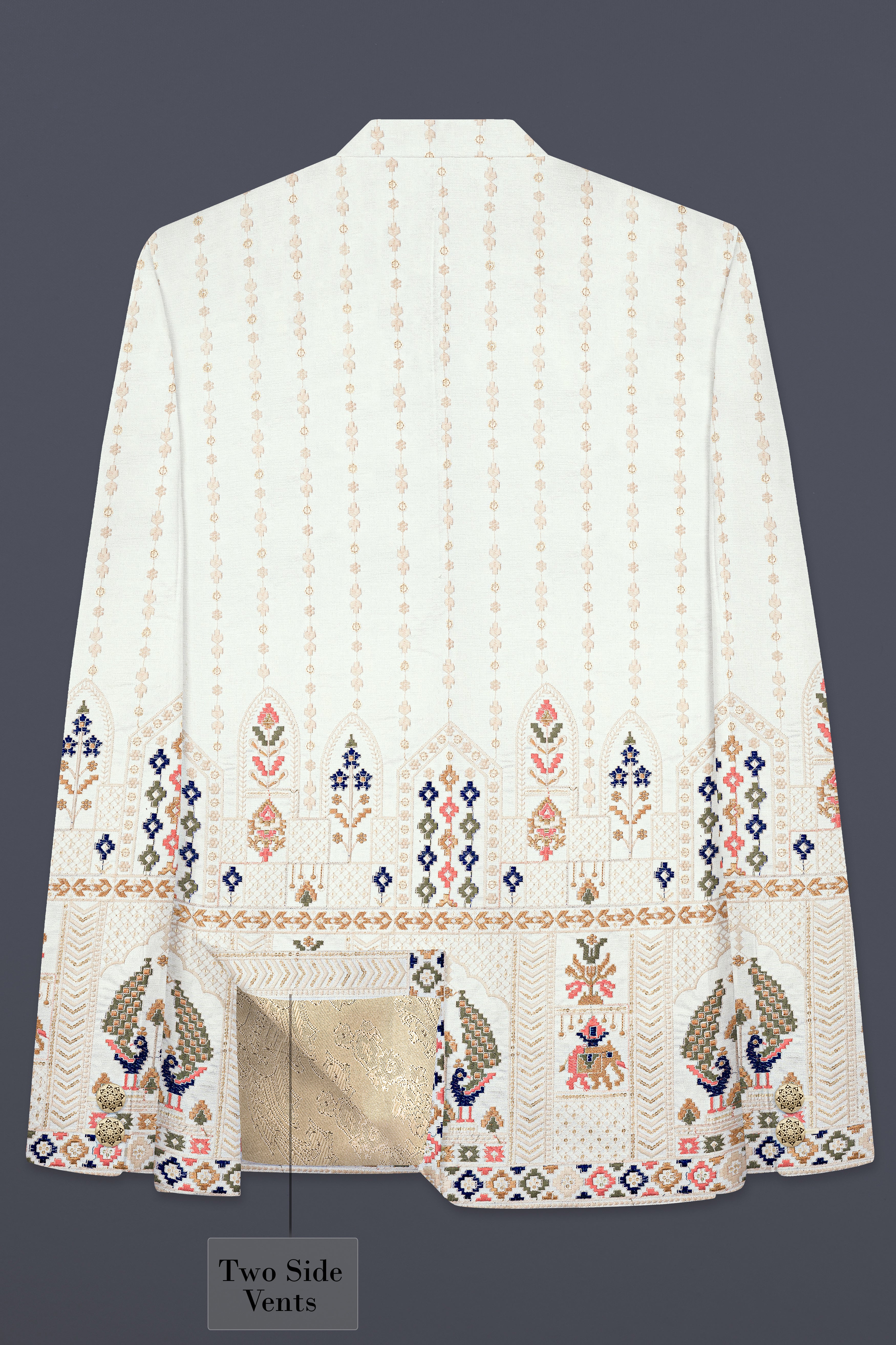 Off White And Shilo peach Sequins Embroidered Bandhgala Jodhpuri