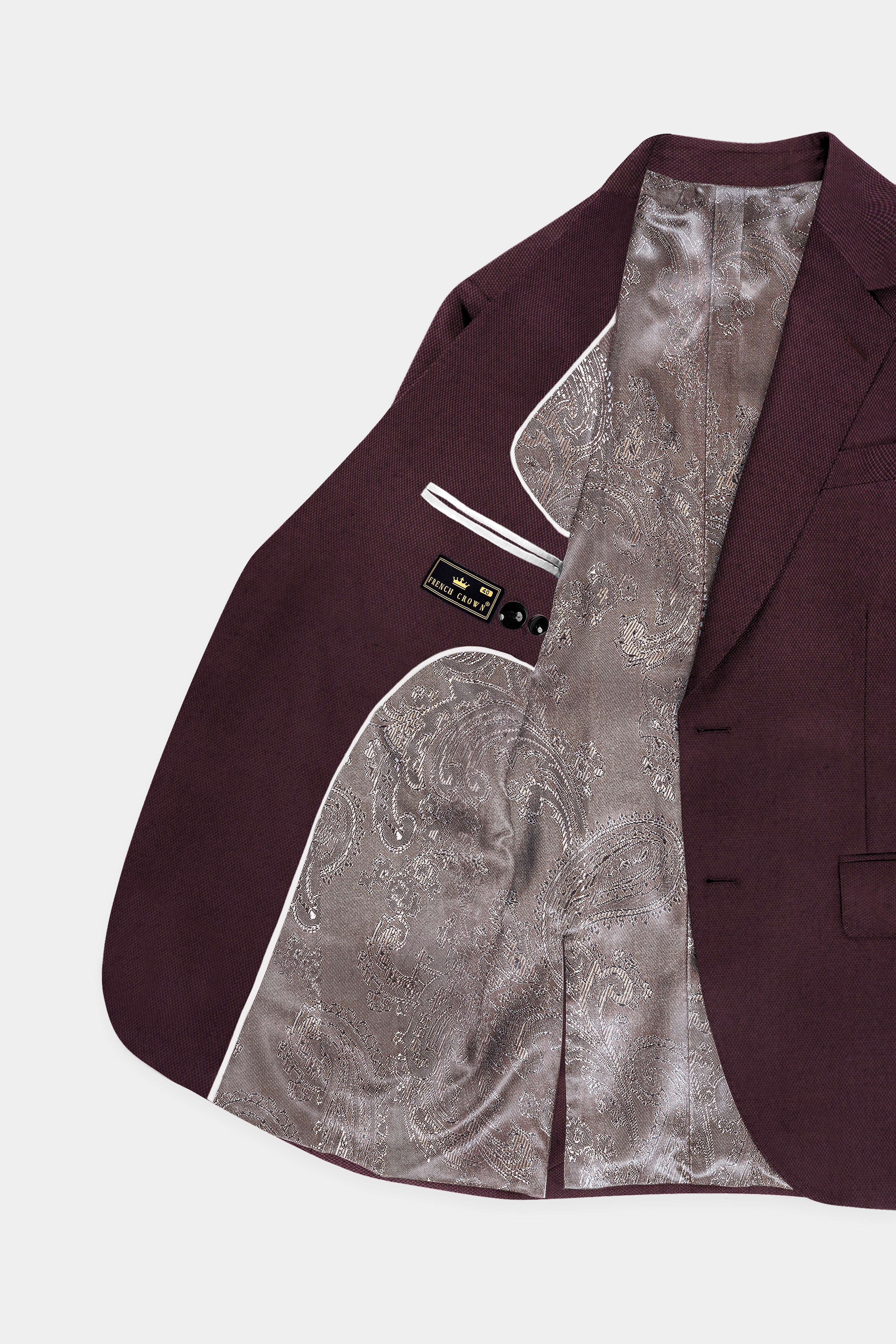 Eclipse Maroon Textured Wool Rich Blazer