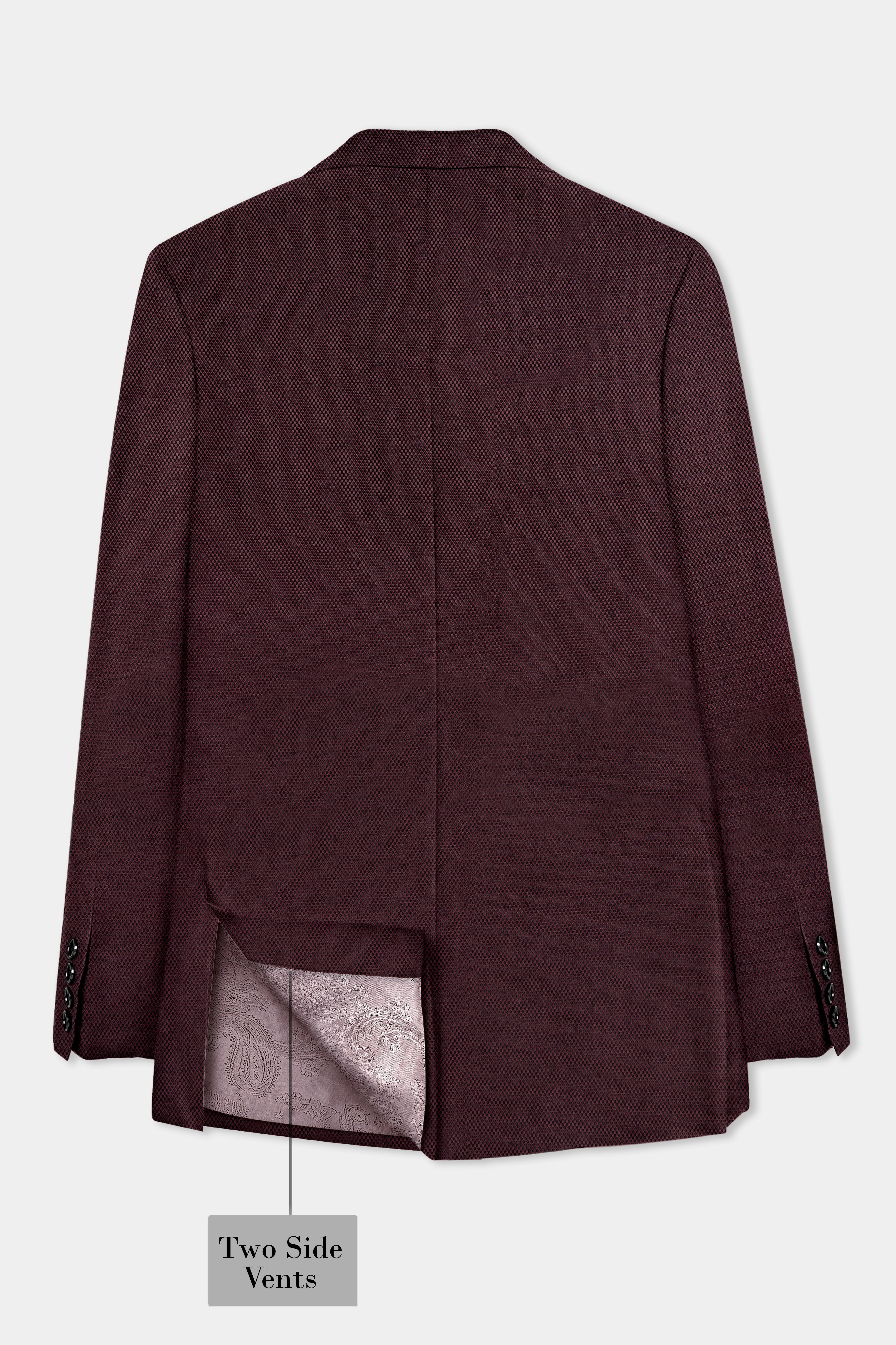 Eclipse Maroon Textured Wool Rich Blazer