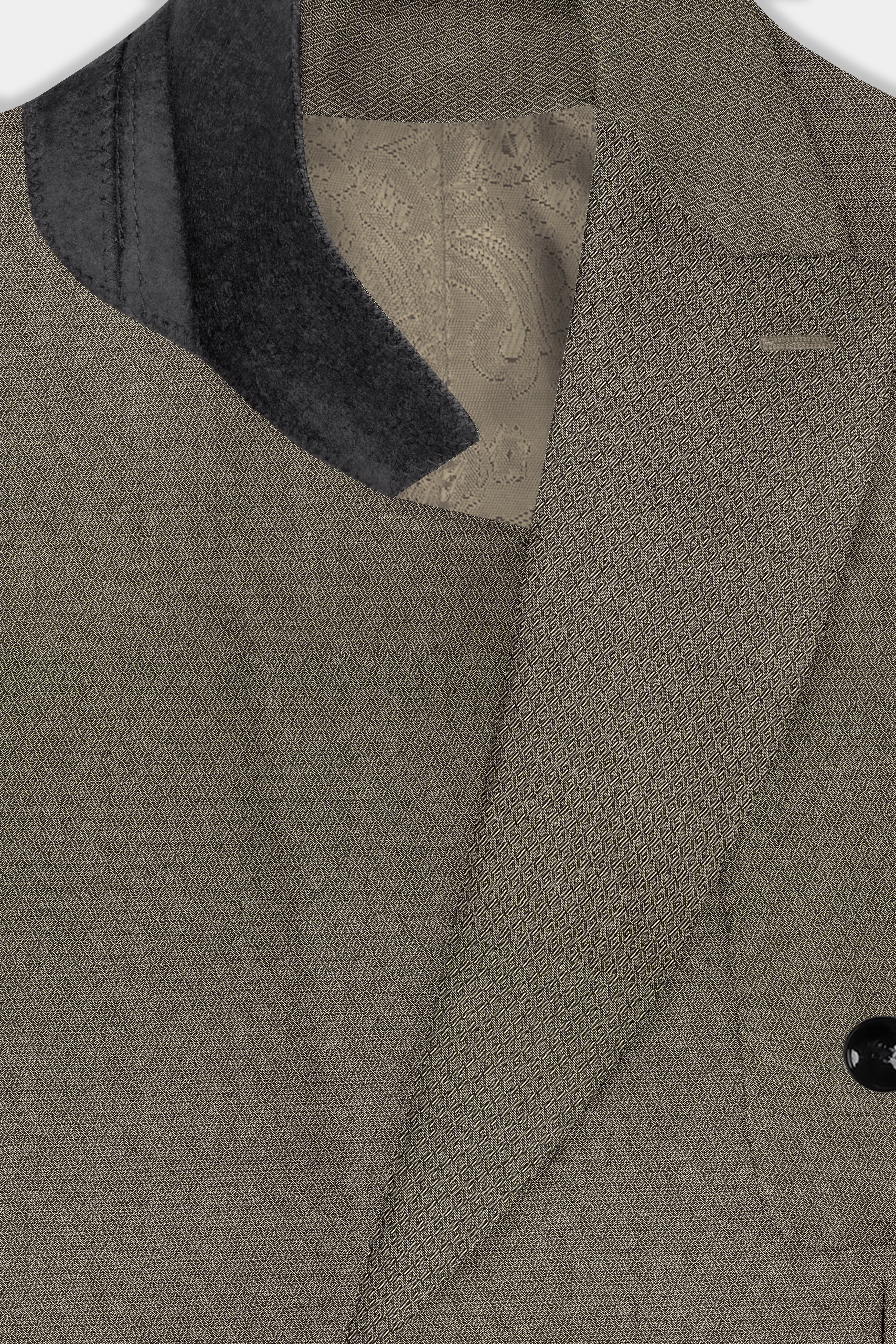 Wenge Brown Dobby Textured wool blend Double breasted Blazer