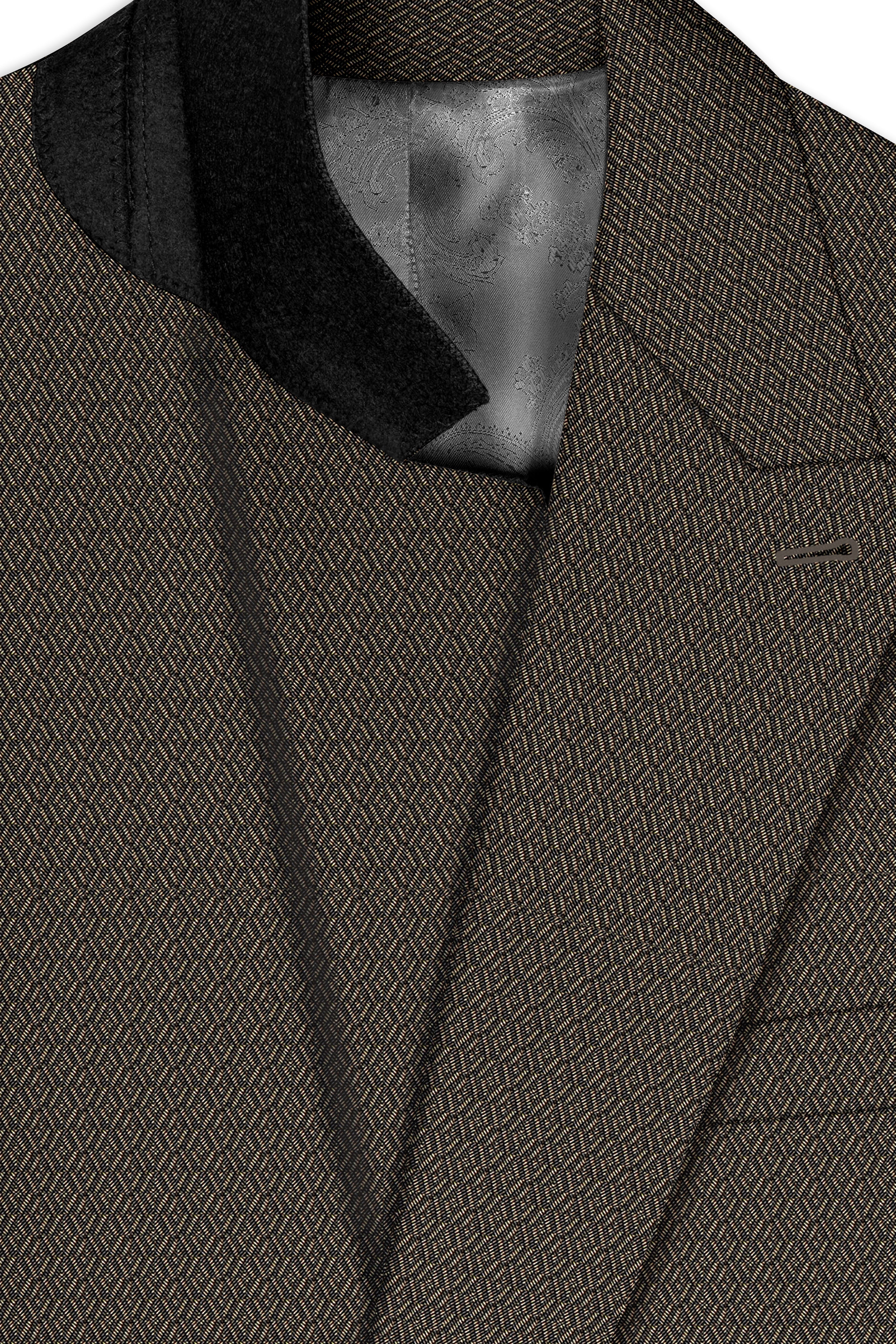 Wenge Brown Dobby Textured wool blend Double breasted Suit