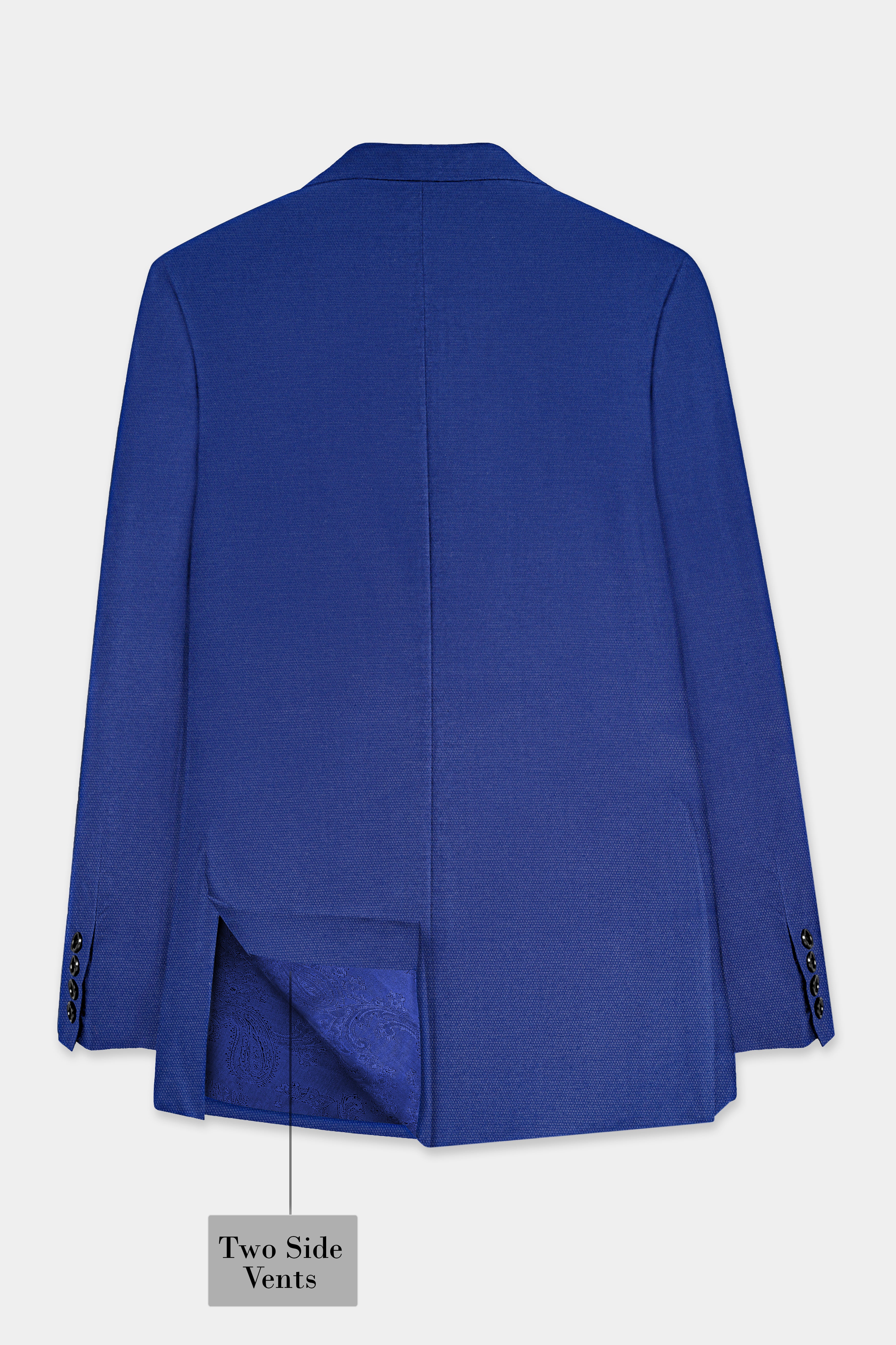 Catalina Blue Dobby Textured Wool Blend Blazer