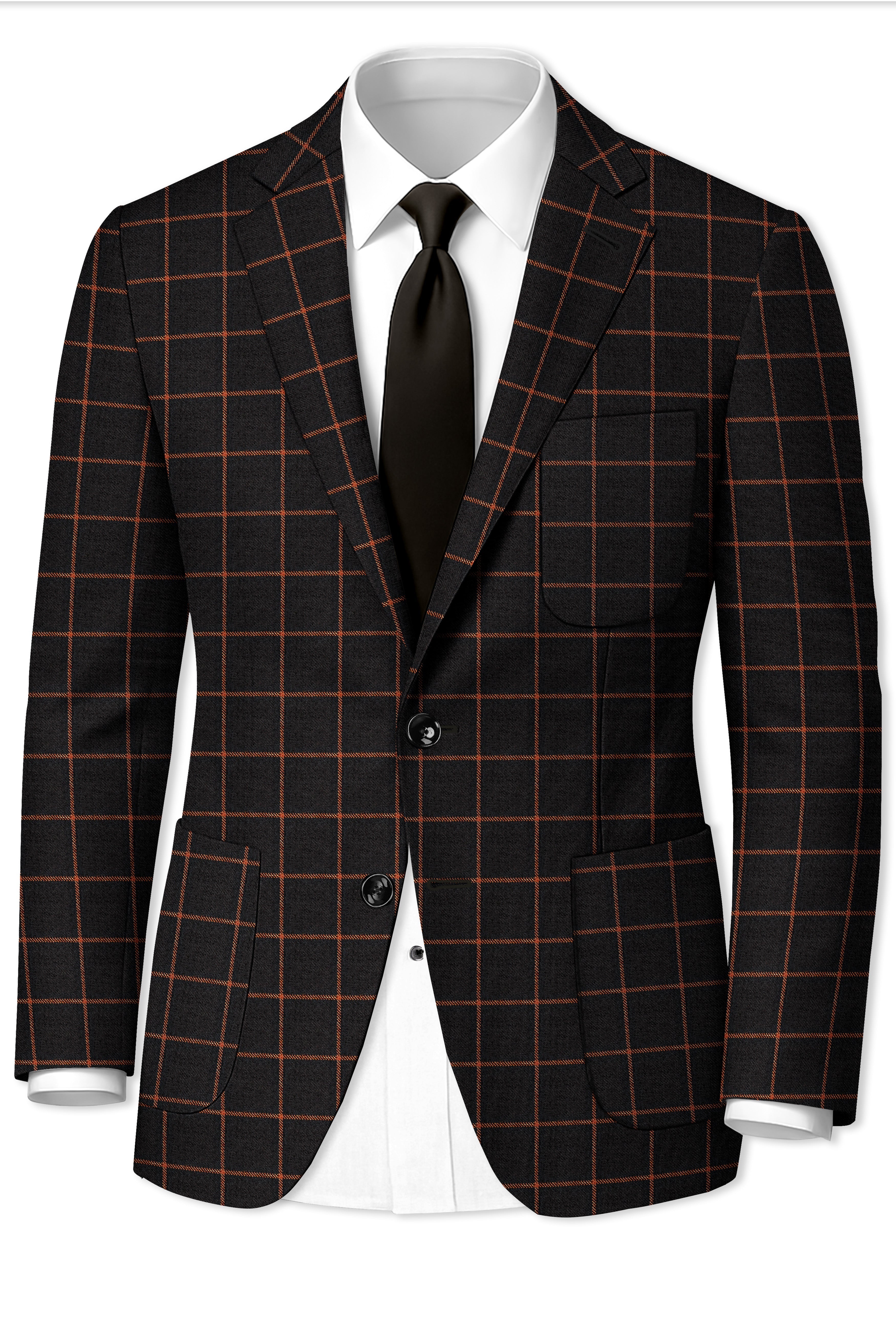 Jade Black with Potters Orange Windowpane Tweed Blazer