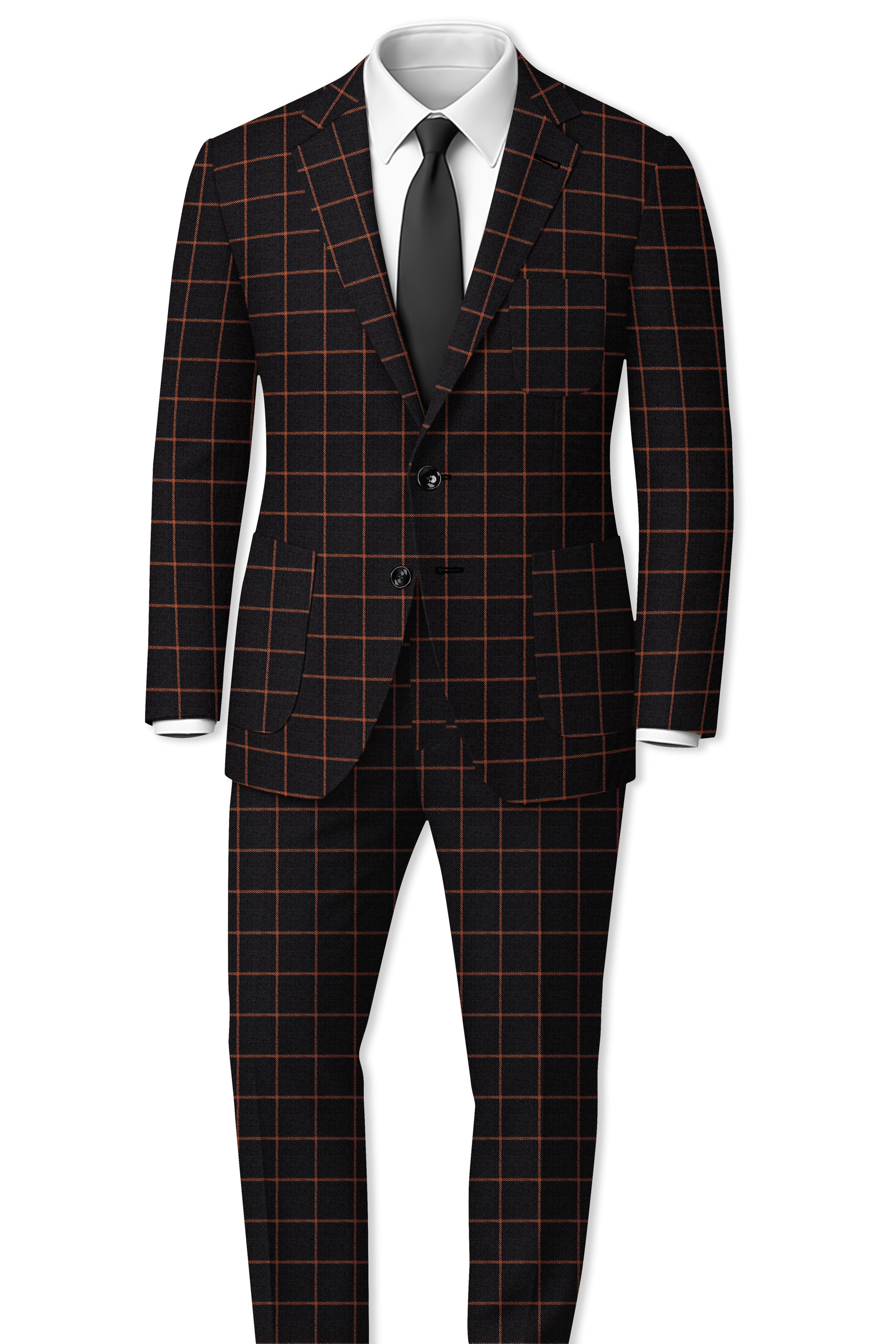 Jade Black with Potters Orange Windowpane Tweed Blazer