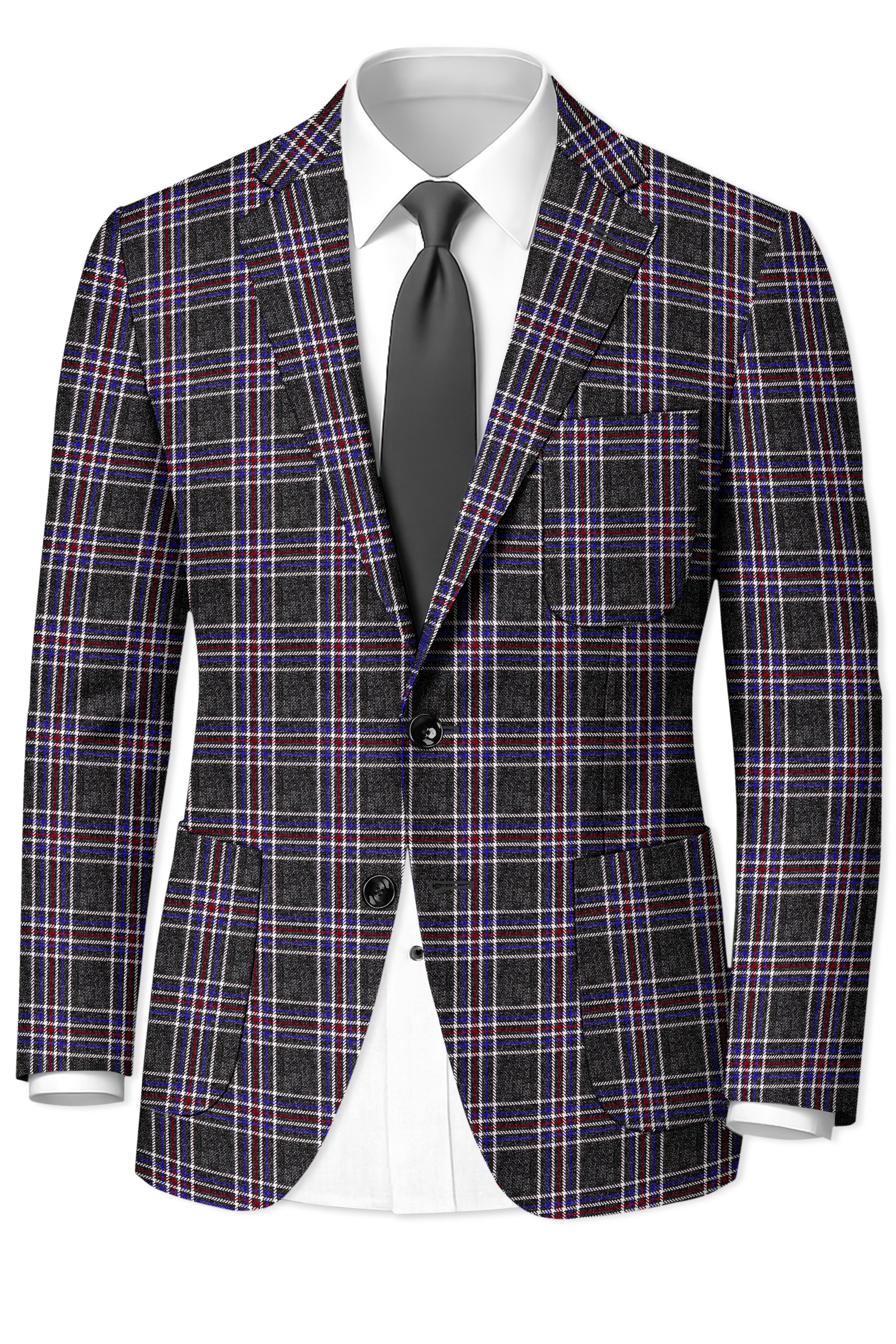 Tuatara Gray Multicolour Plaid Tweed Blazer