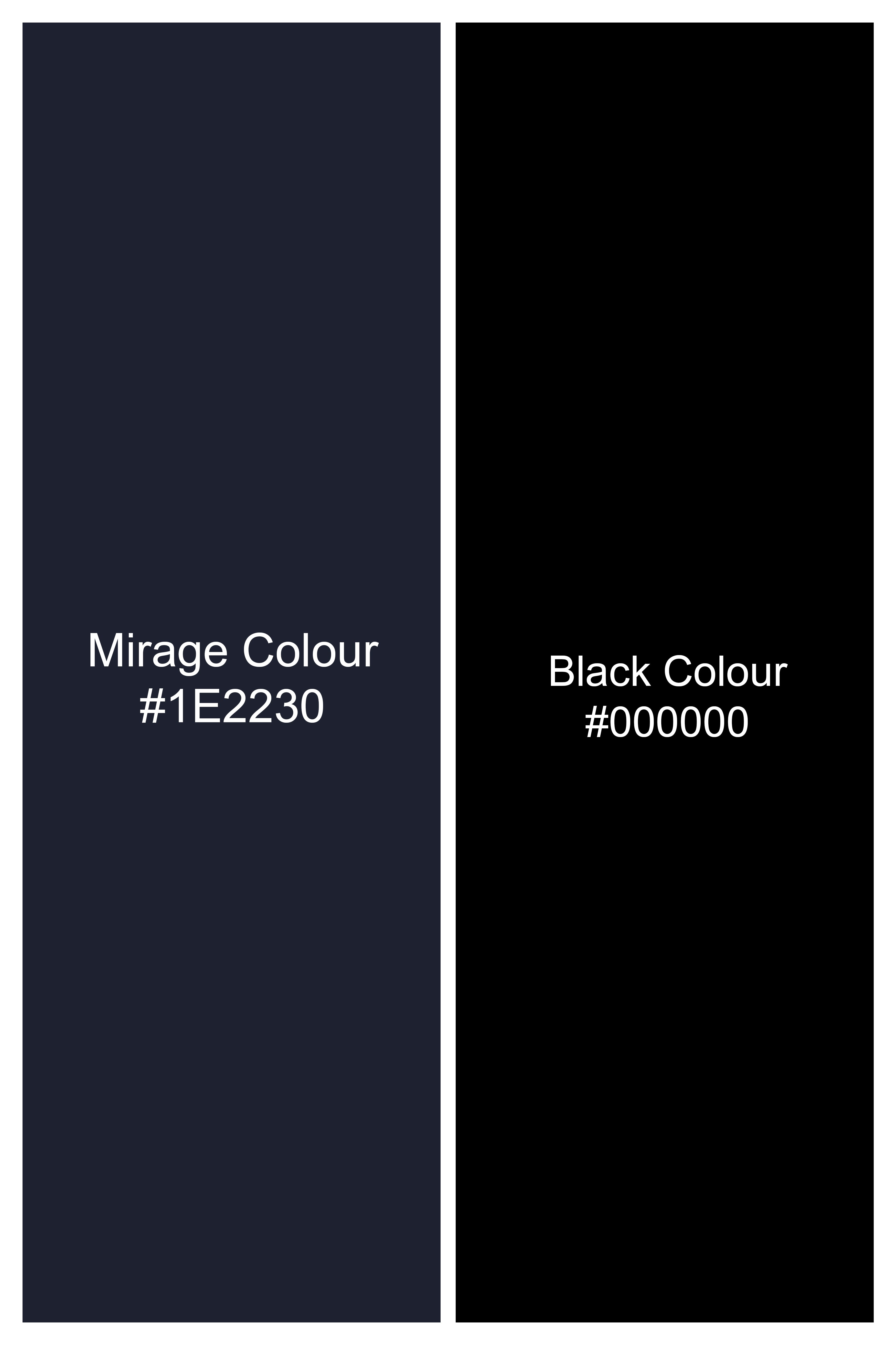 Mirage Blue and Black Horizontal Striped Wool Blend Blazer