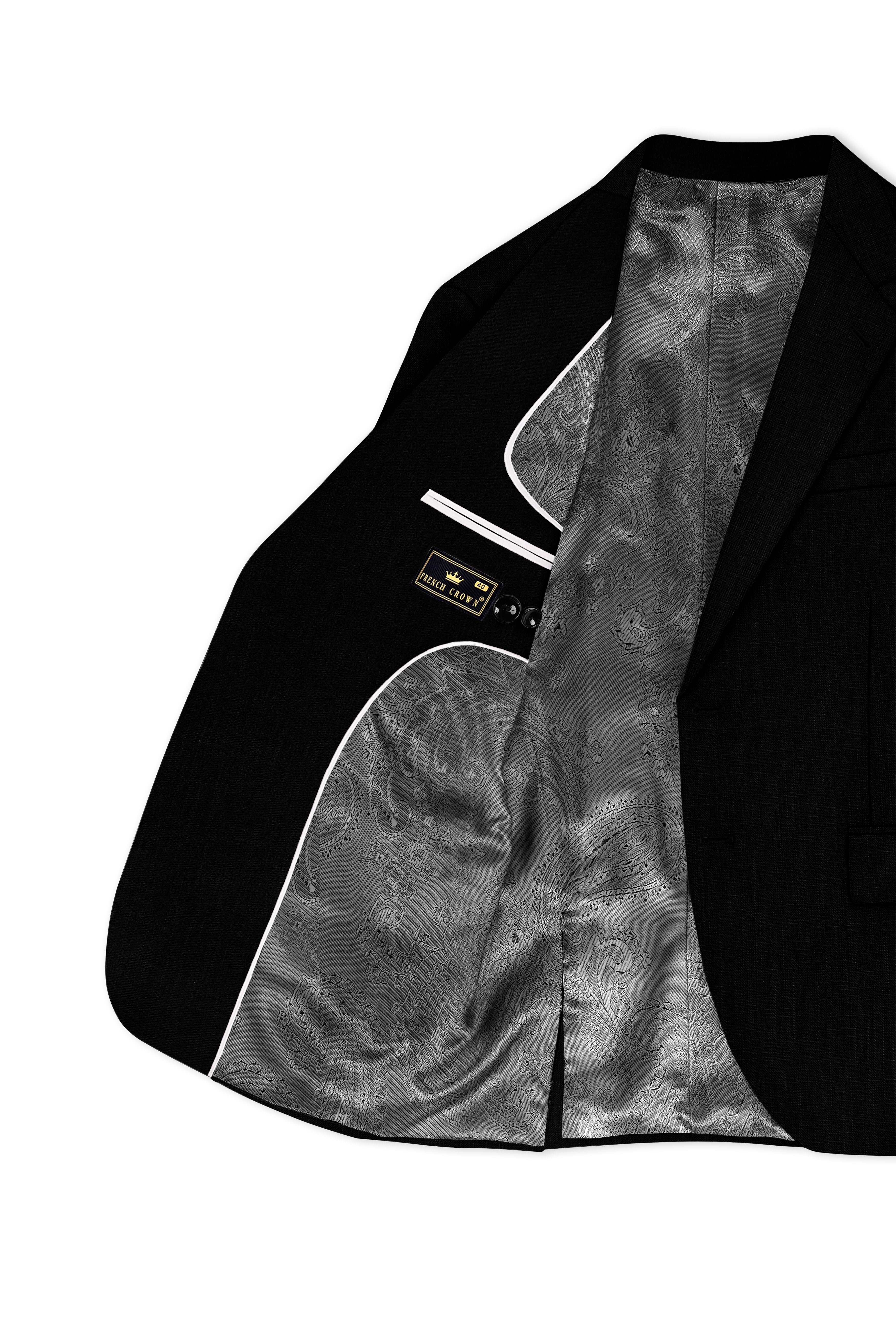 Jade Black Luxurious Linen Single Breasted Stretchable traveler Blazer