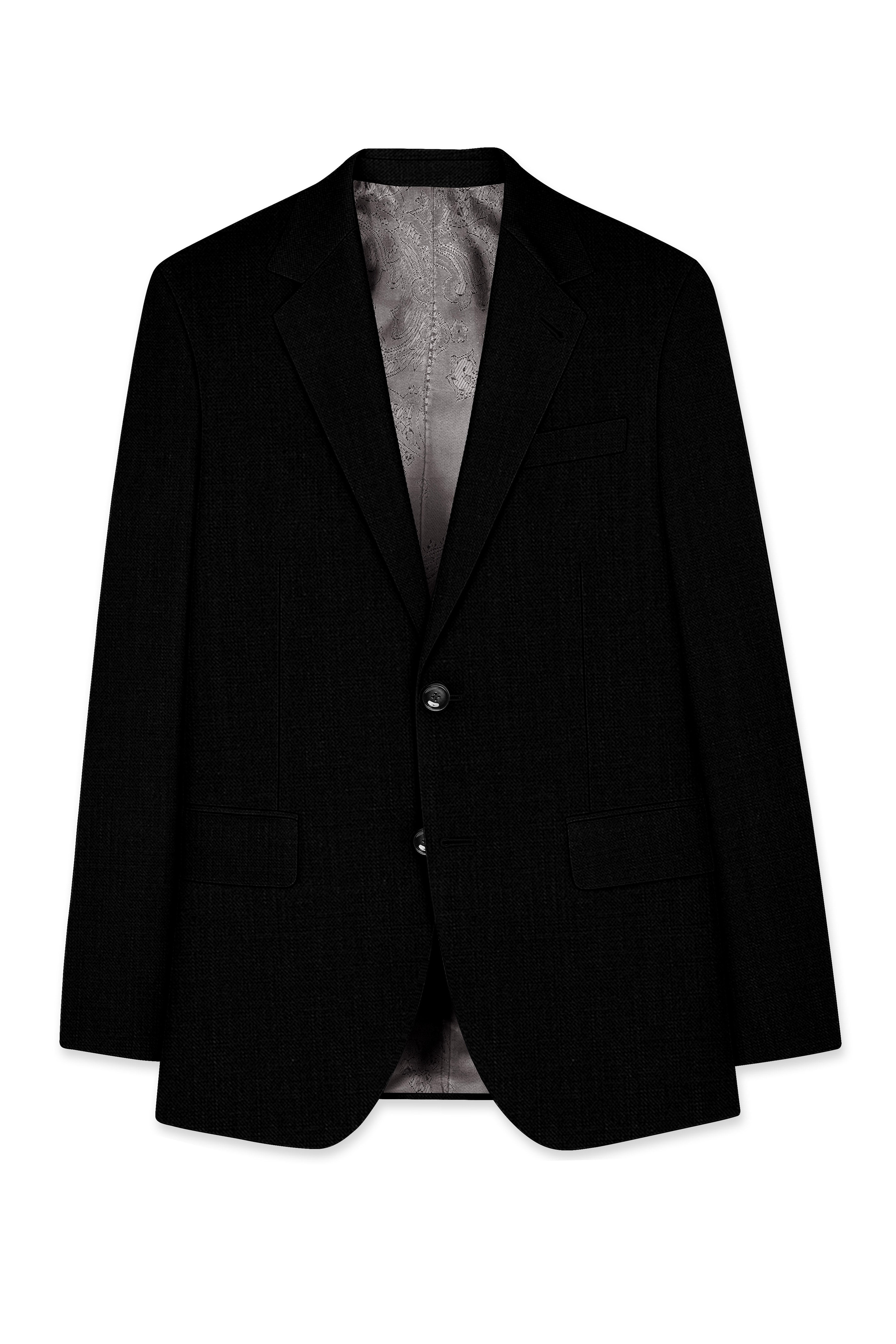 Jade Black Luxurious Linen Single Breasted Stretchable traveler Blazer