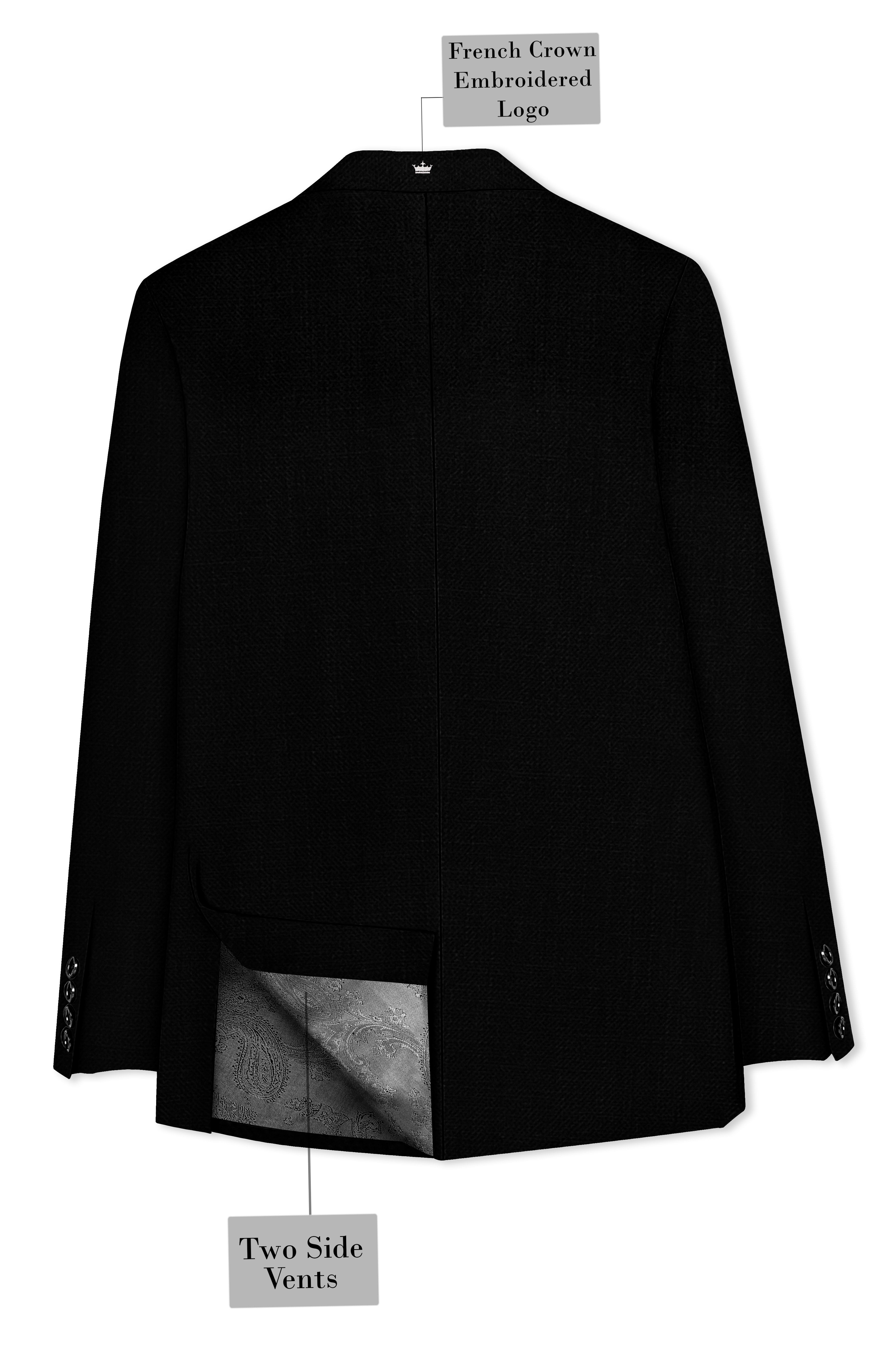 Jade Black Luxurious Linen Single Breasted Stretchable traveler Blazer