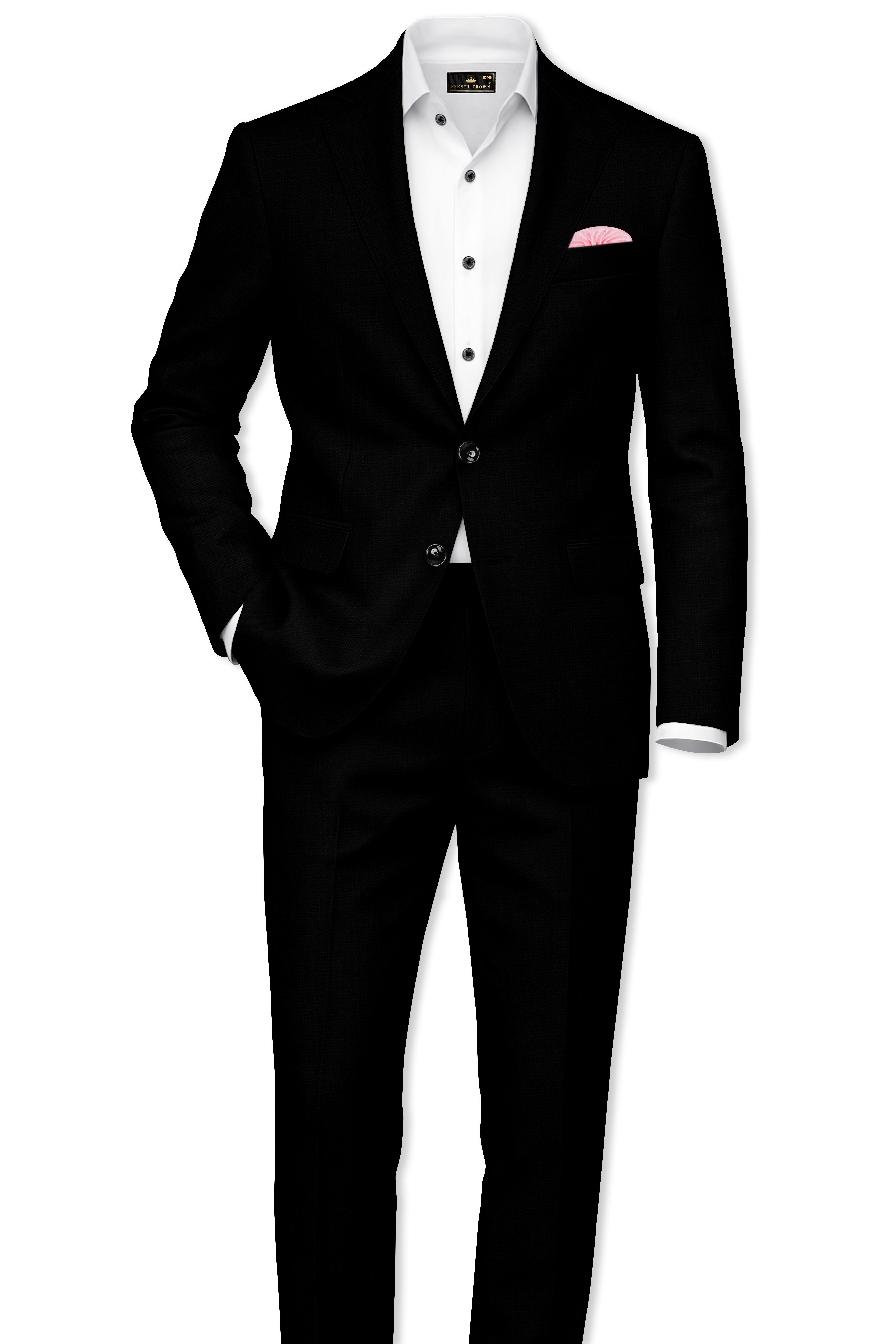 Jade Black Luxurious Linen Single Breasted Stretchable traveler Blazer