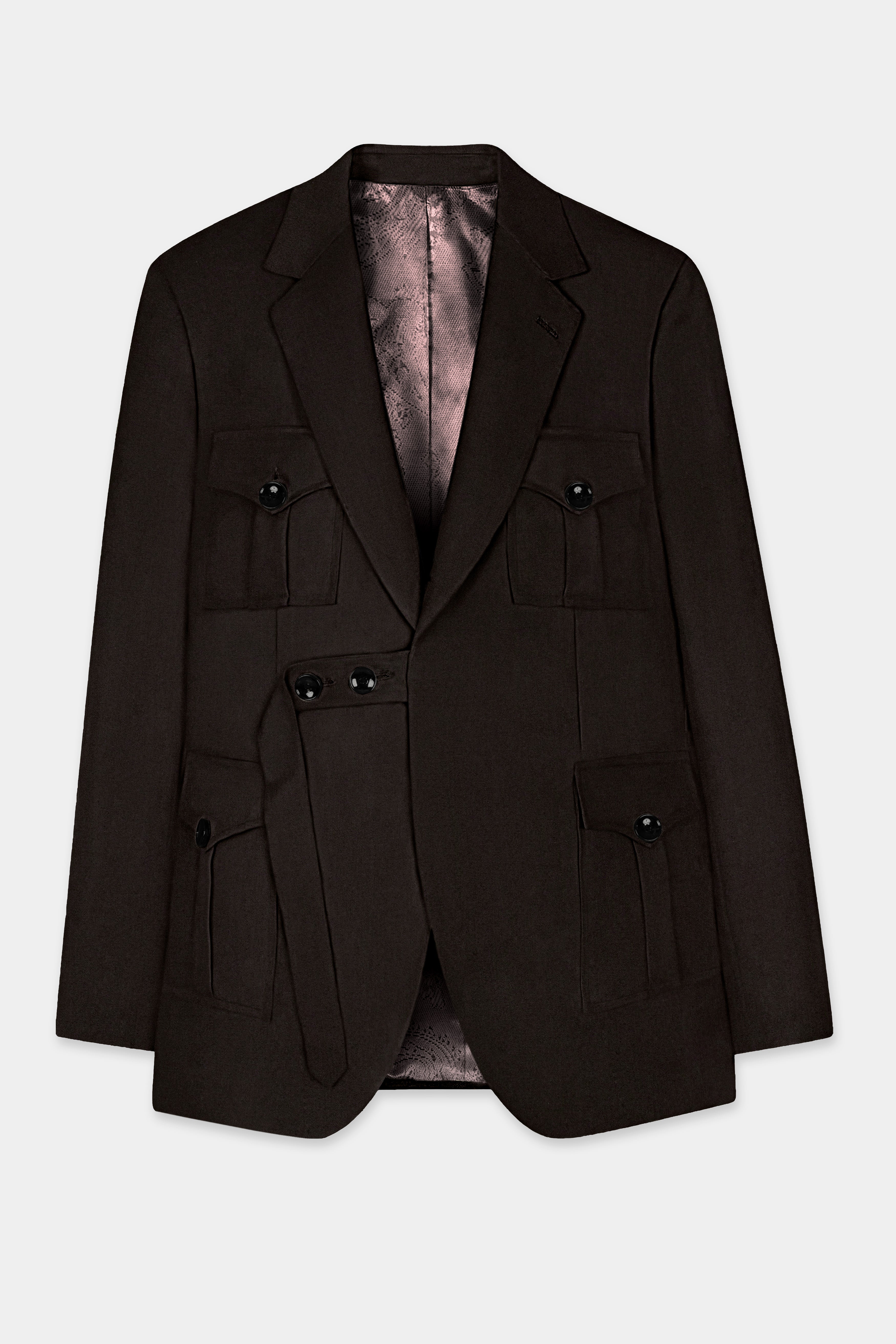 Woodsmoke Brown Solid Premium Cotton Designer Blazer