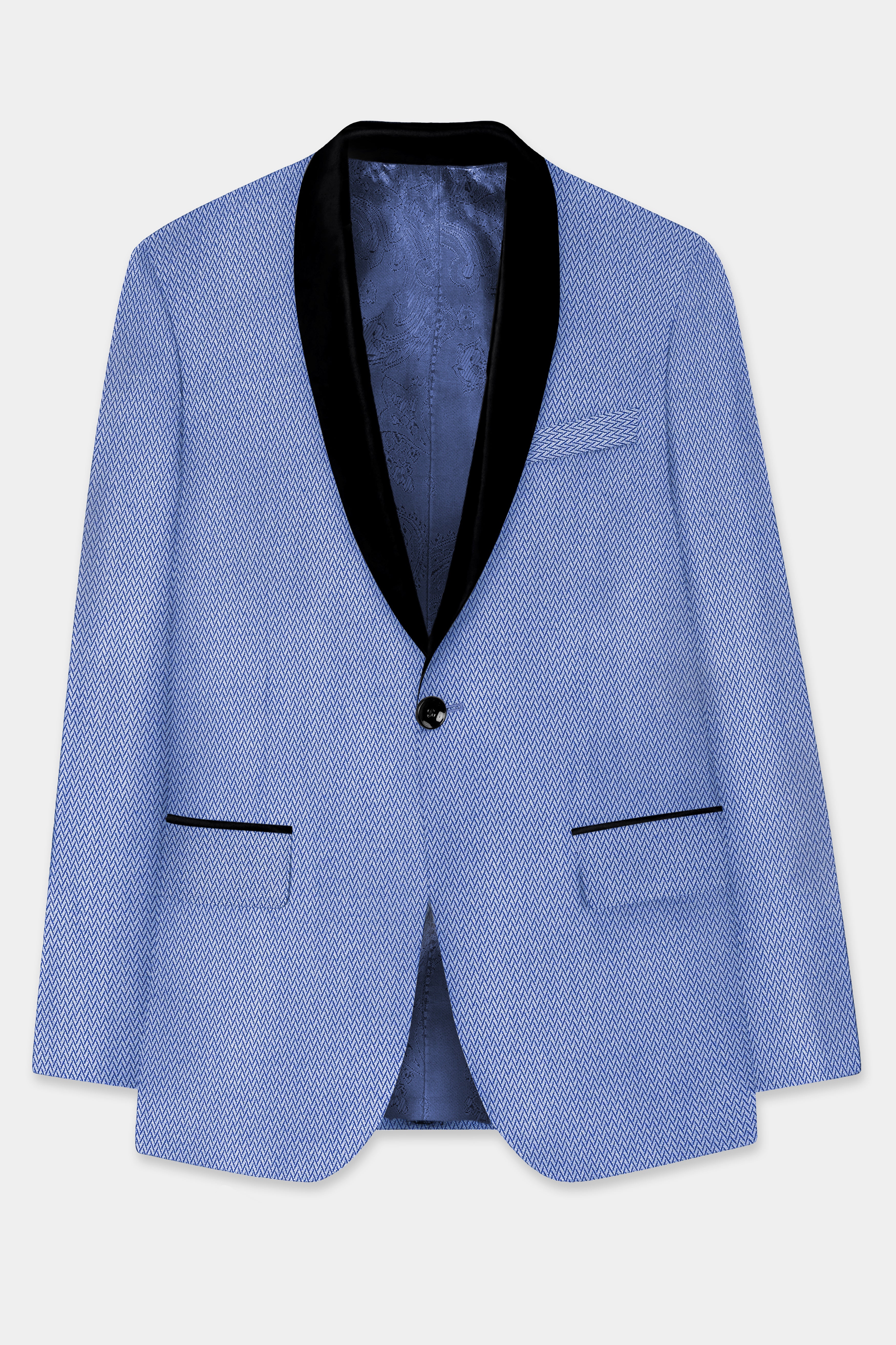 Carolina Blue Textured Tuxedo Blazer